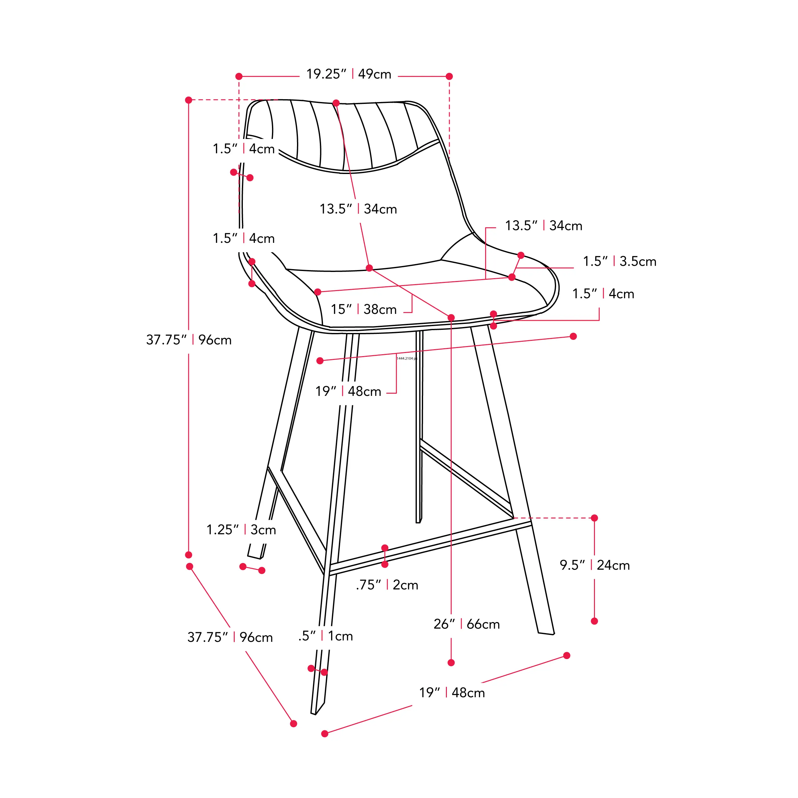 Blakeley Black Modern Barstool, Set of 2-6