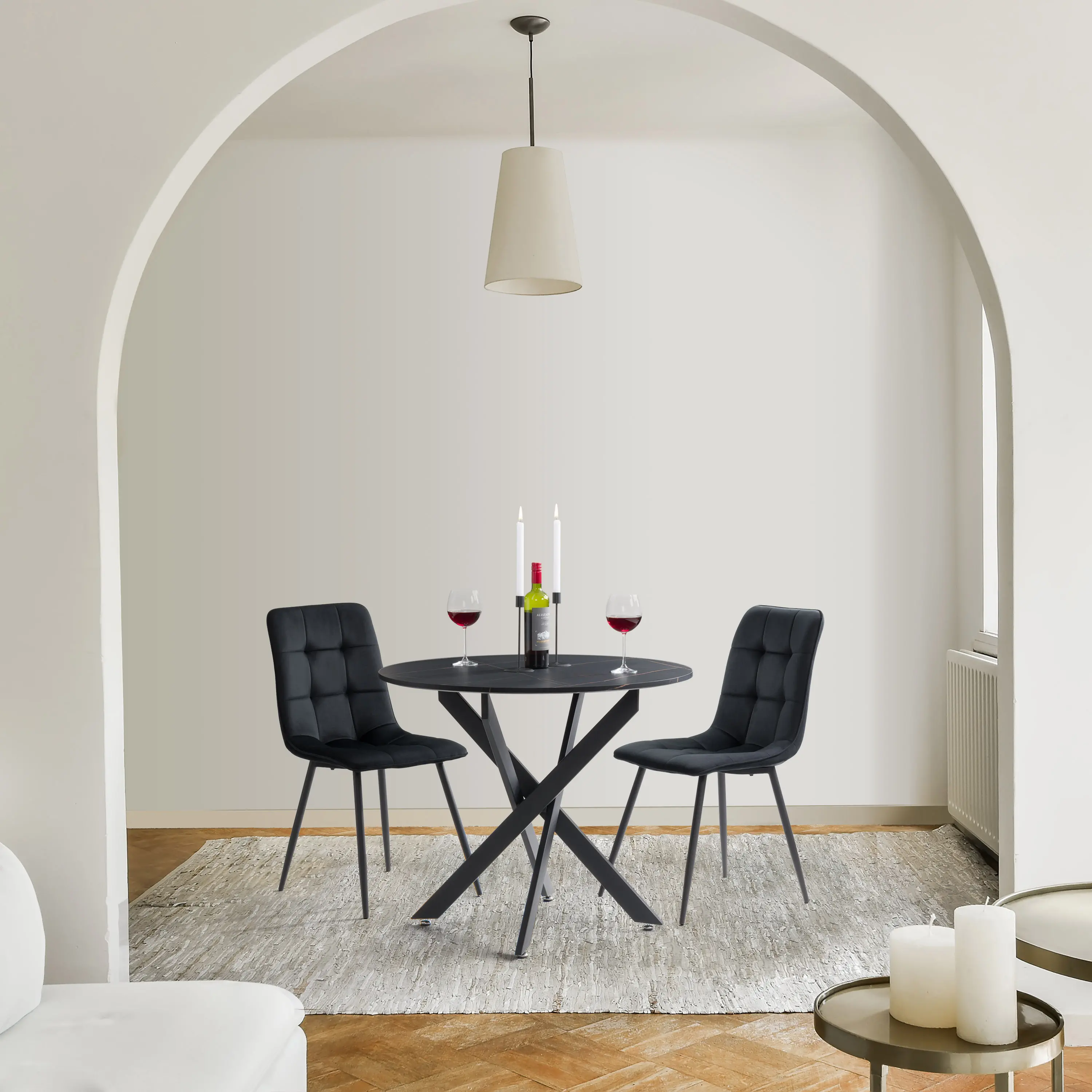 Lennox Black Iron Leg Dining Table-2