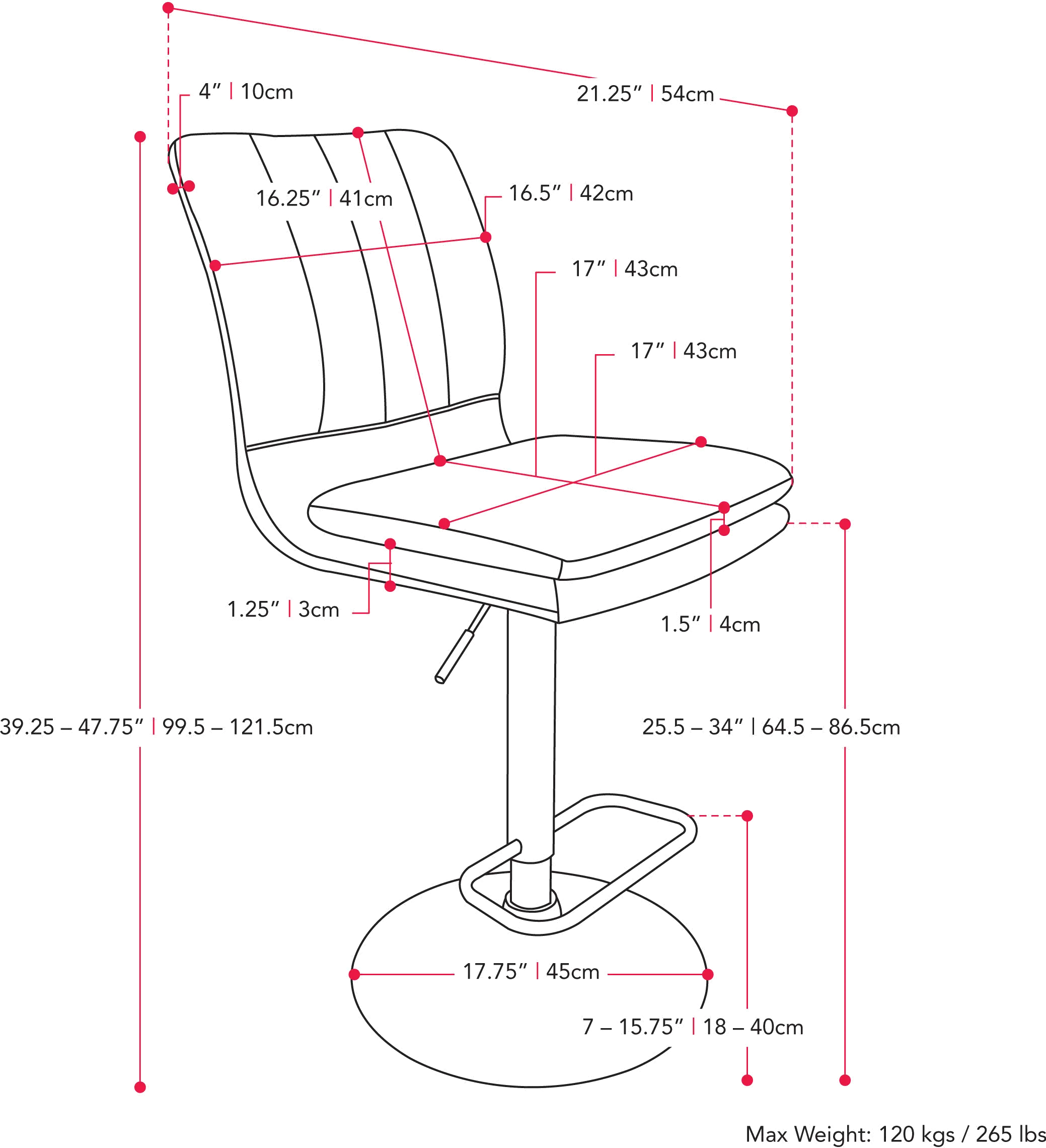 Palmer Blue Tufted High Back Adjustable Barstool, Set of 2-5