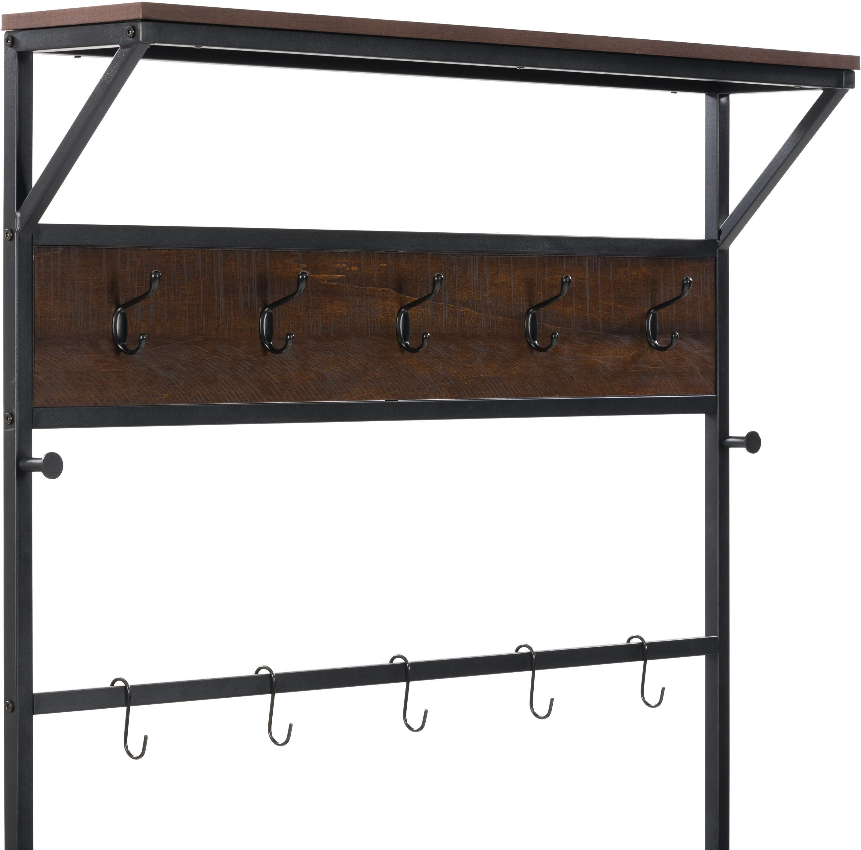 Rowan Walnut and Metal Tree Bench and Shoe Rack-5