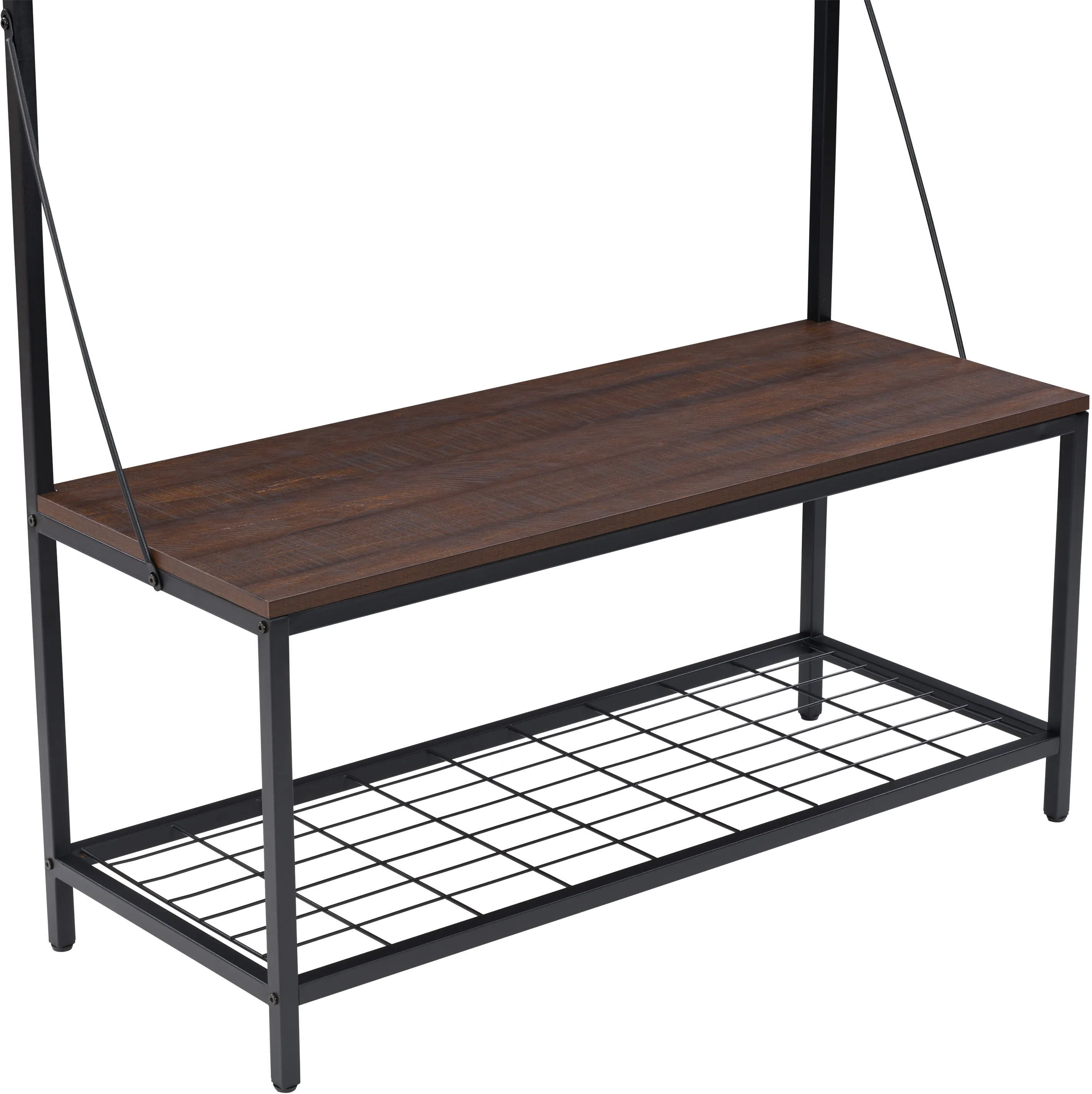 Rowan Walnut and Metal Tree Bench and Shoe Rack-6