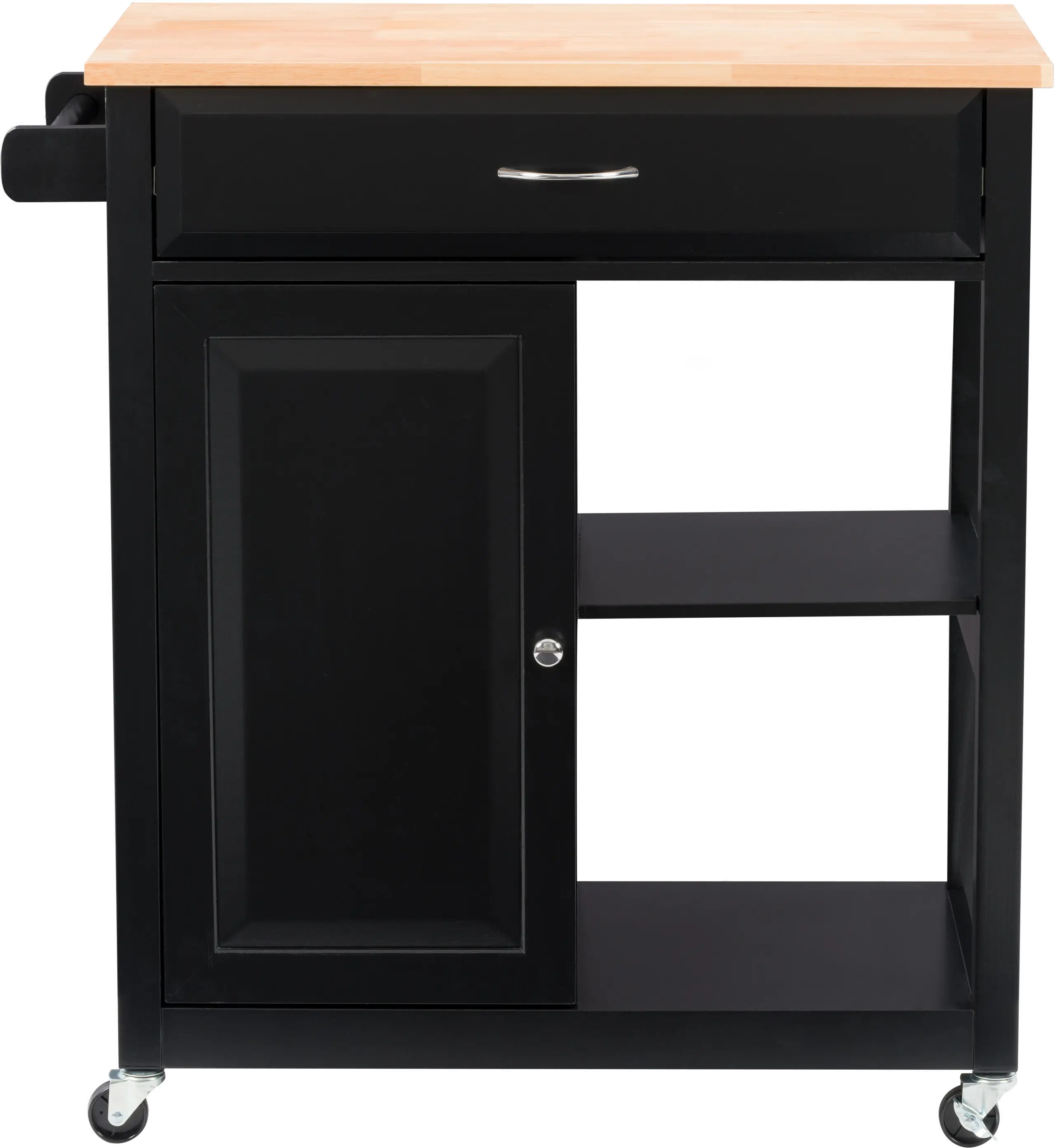 Sage Black Wood Kitchen Cart With Cupboard-1
