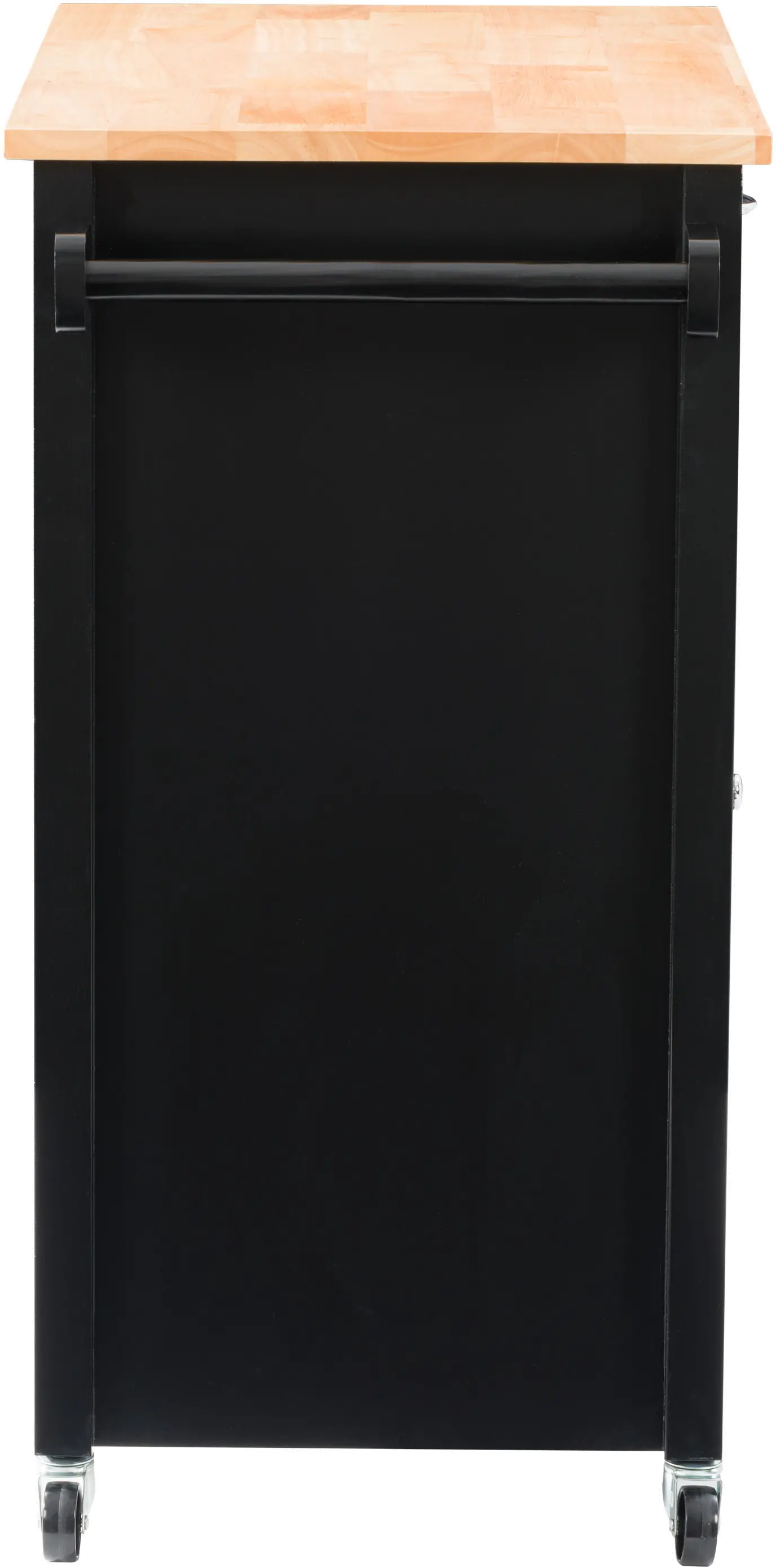 Sage Black Wood Kitchen Cart With Cupboard-4