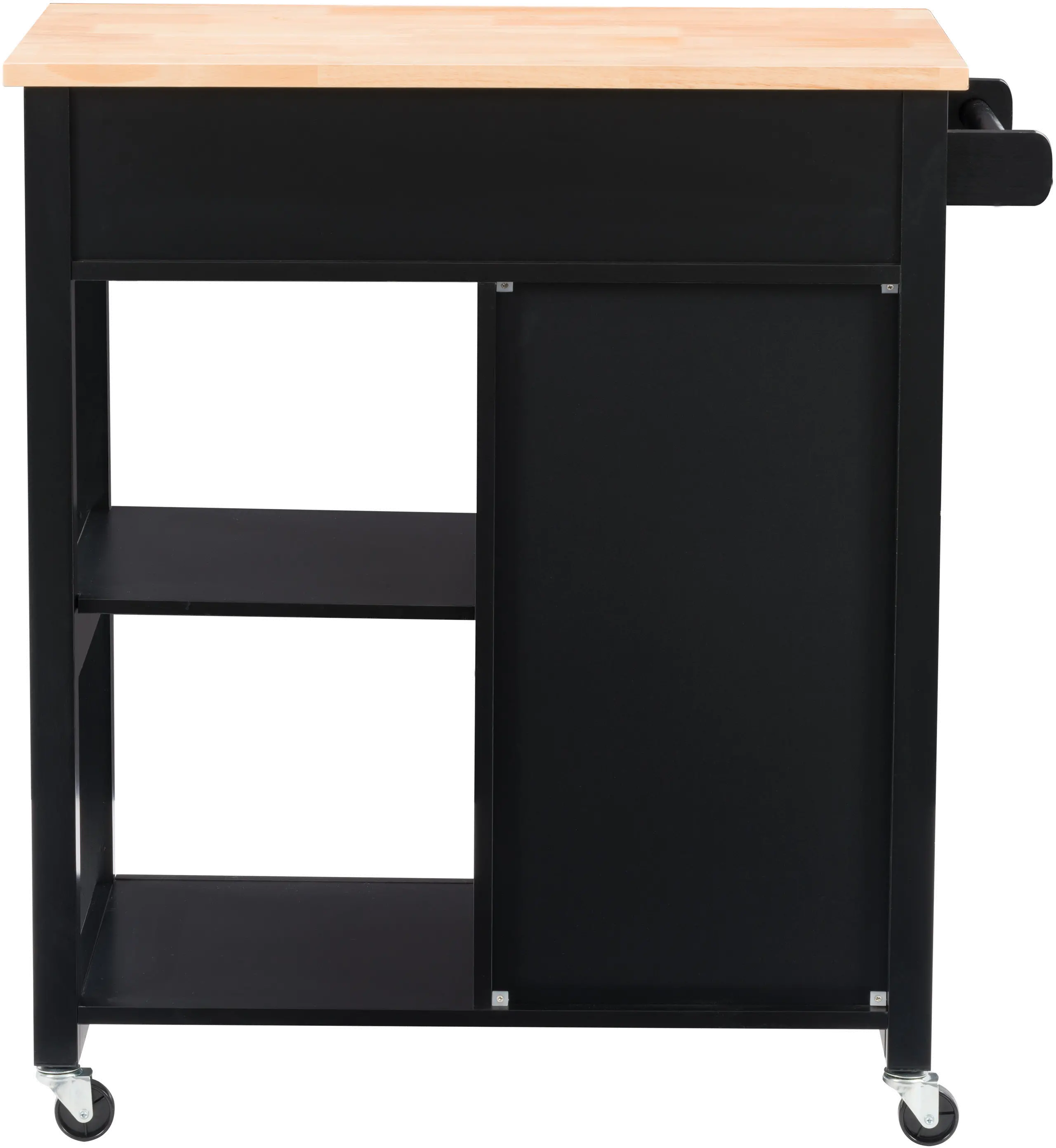 Sage Black Wood Kitchen Cart With Cupboard-5