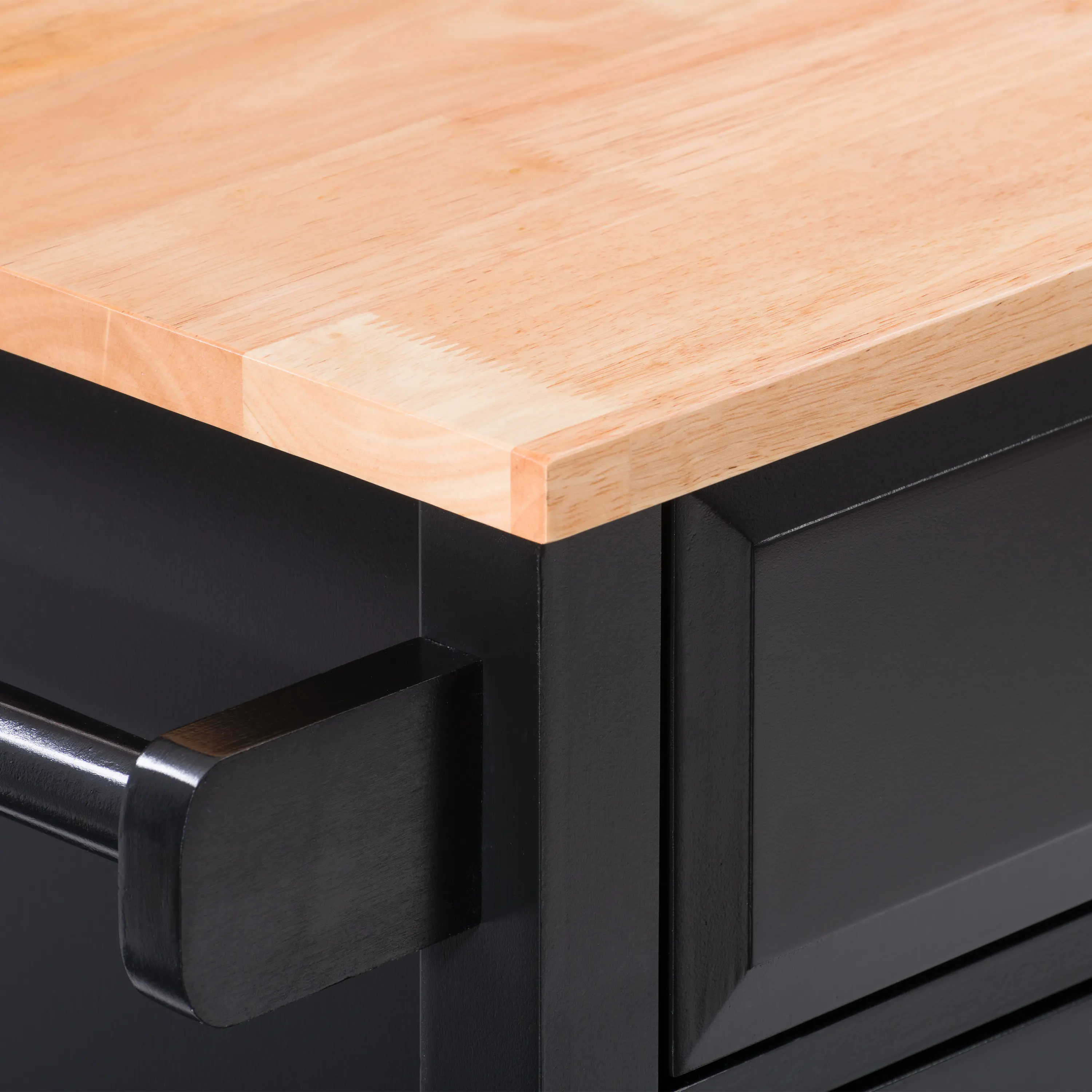 Sage Black Wood Kitchen Cart With Cupboard-6