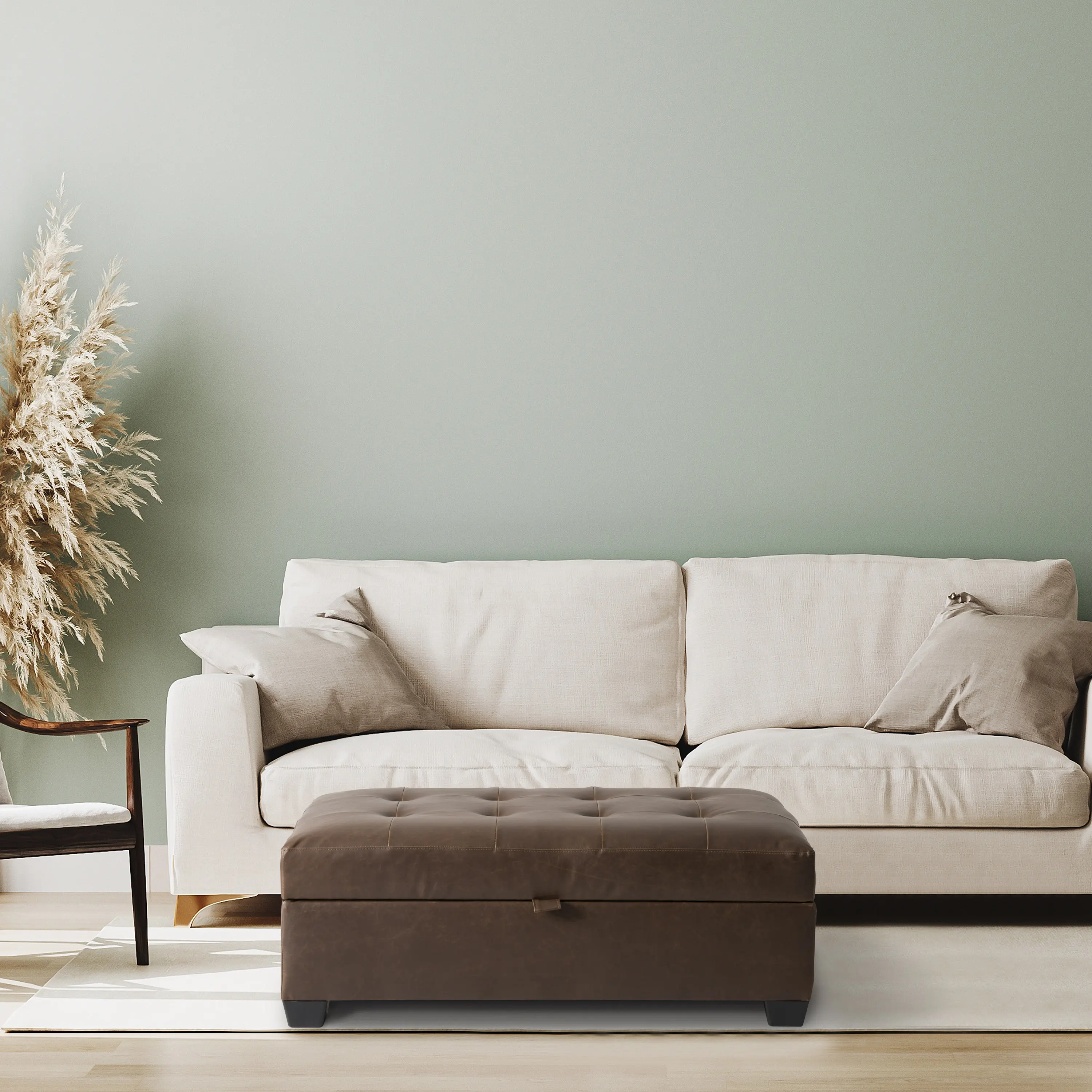 Antonio Dark Brown Tufted Storage Ottoman-2
