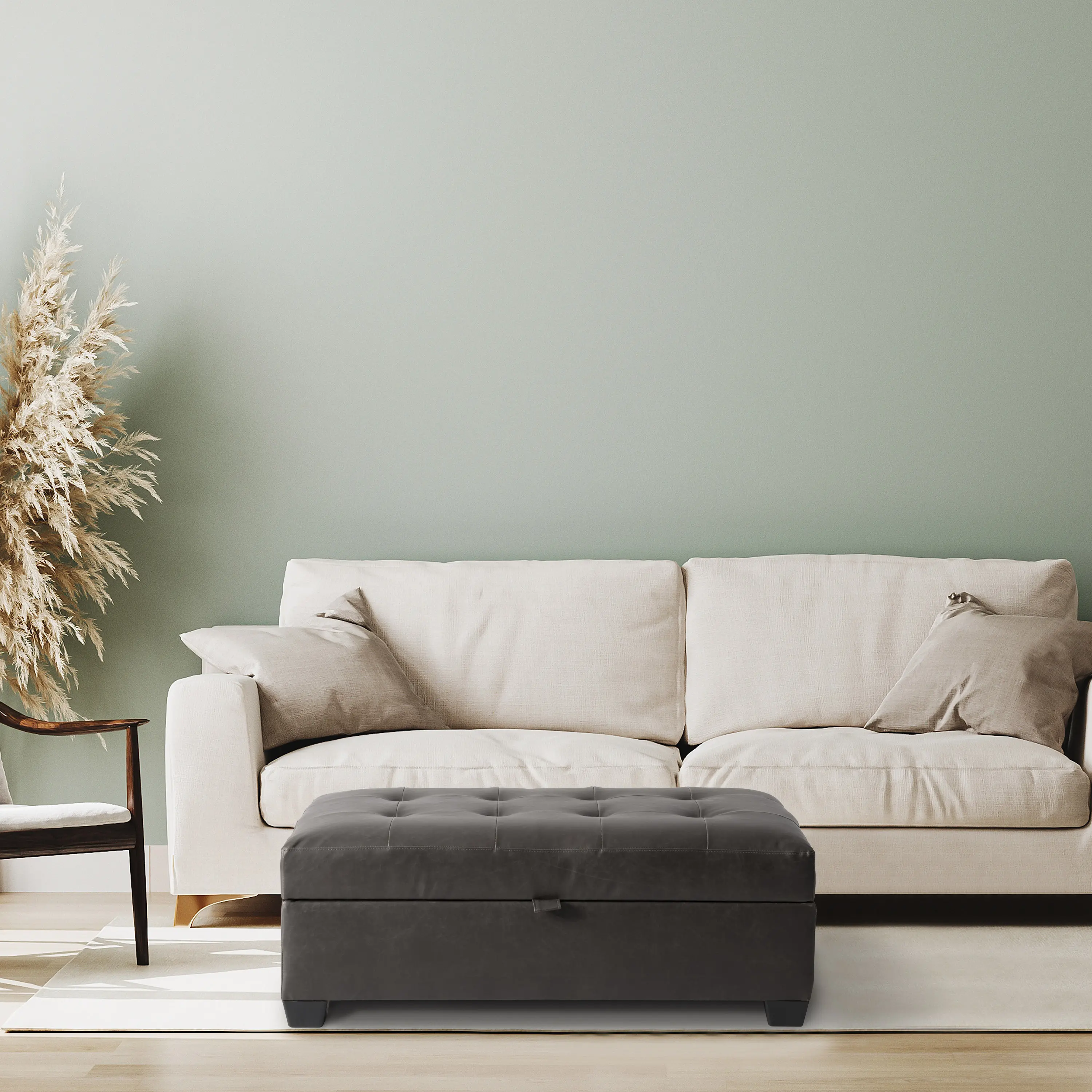 Antonio Dark Gray Tufted Storage Ottoman-2