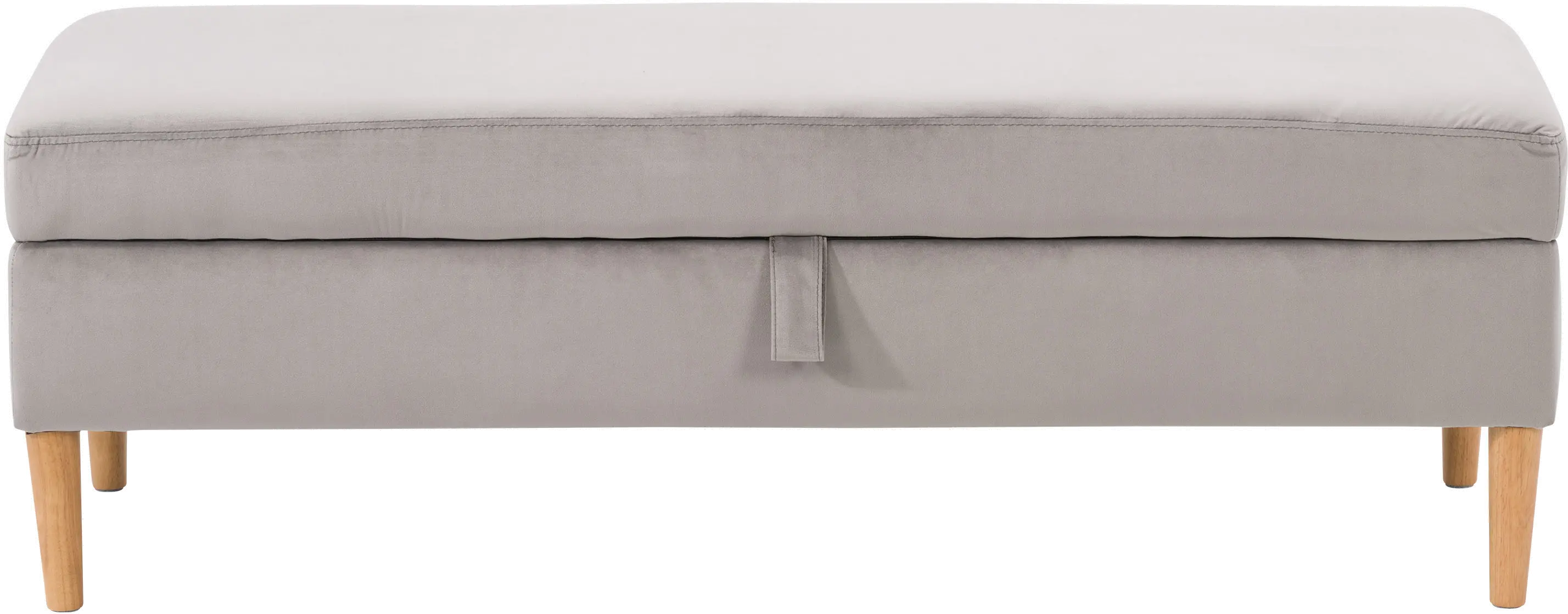 Perry Light Gray Velvet Storage Ottoman-1