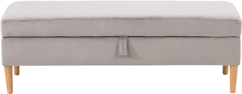Perry Light Gray Velvet Storage Ottoman