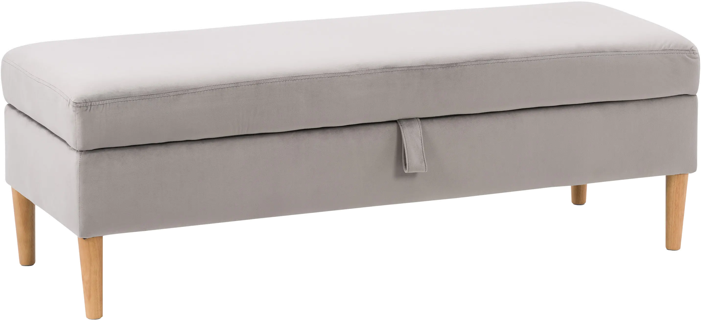 Perry Light Gray Velvet Storage Ottoman-3