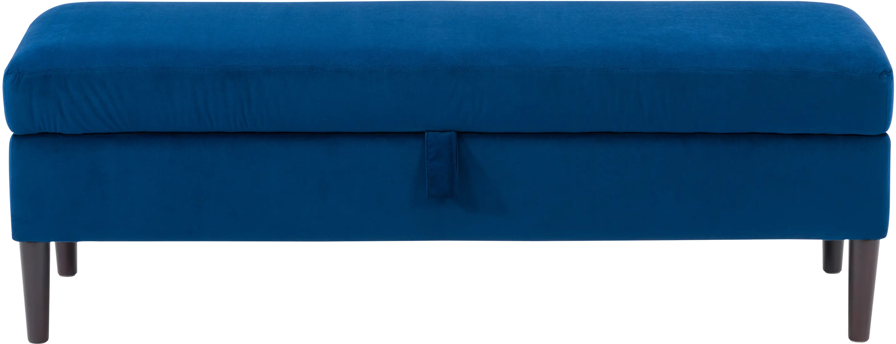 Perry Blue Velvet Storage Ottoman-1