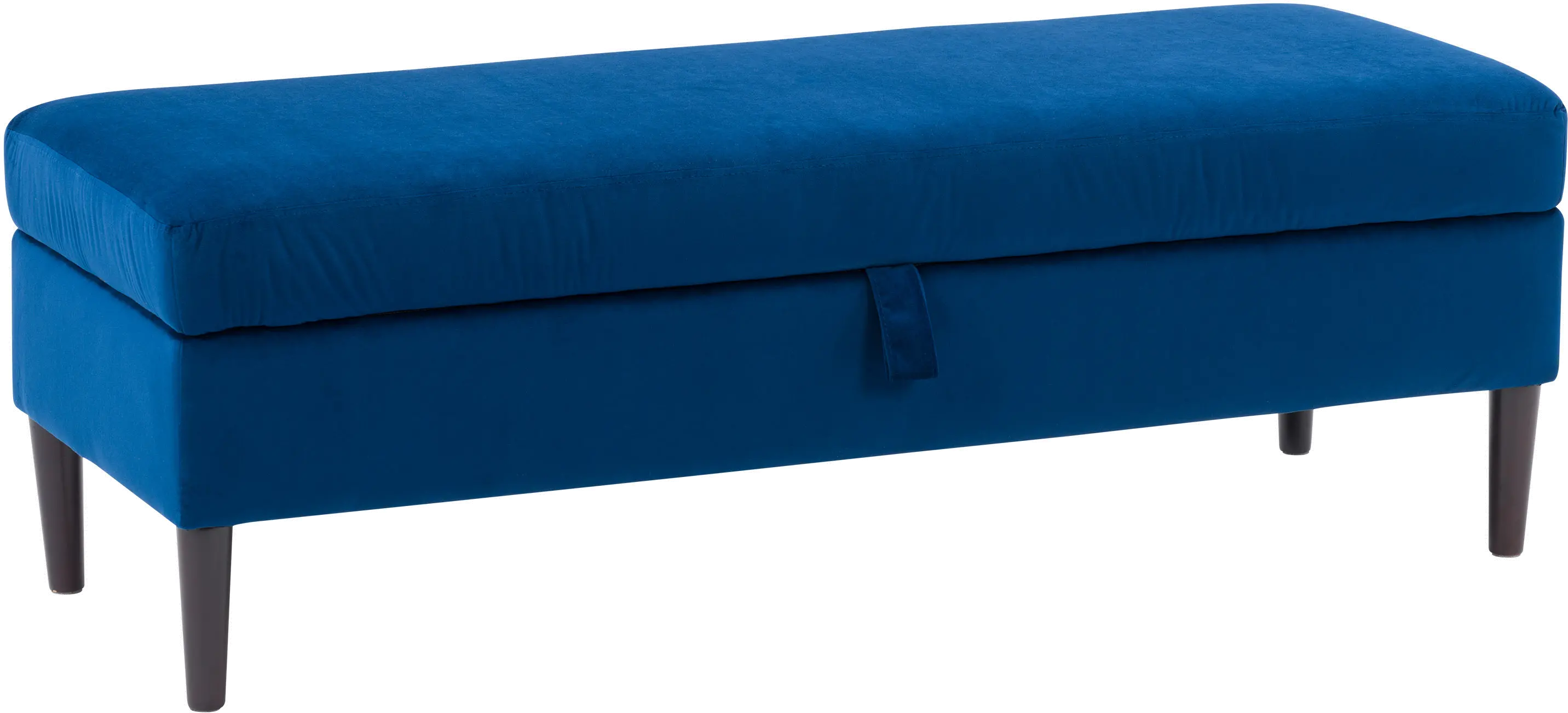 Perry Blue Velvet Storage Ottoman-3