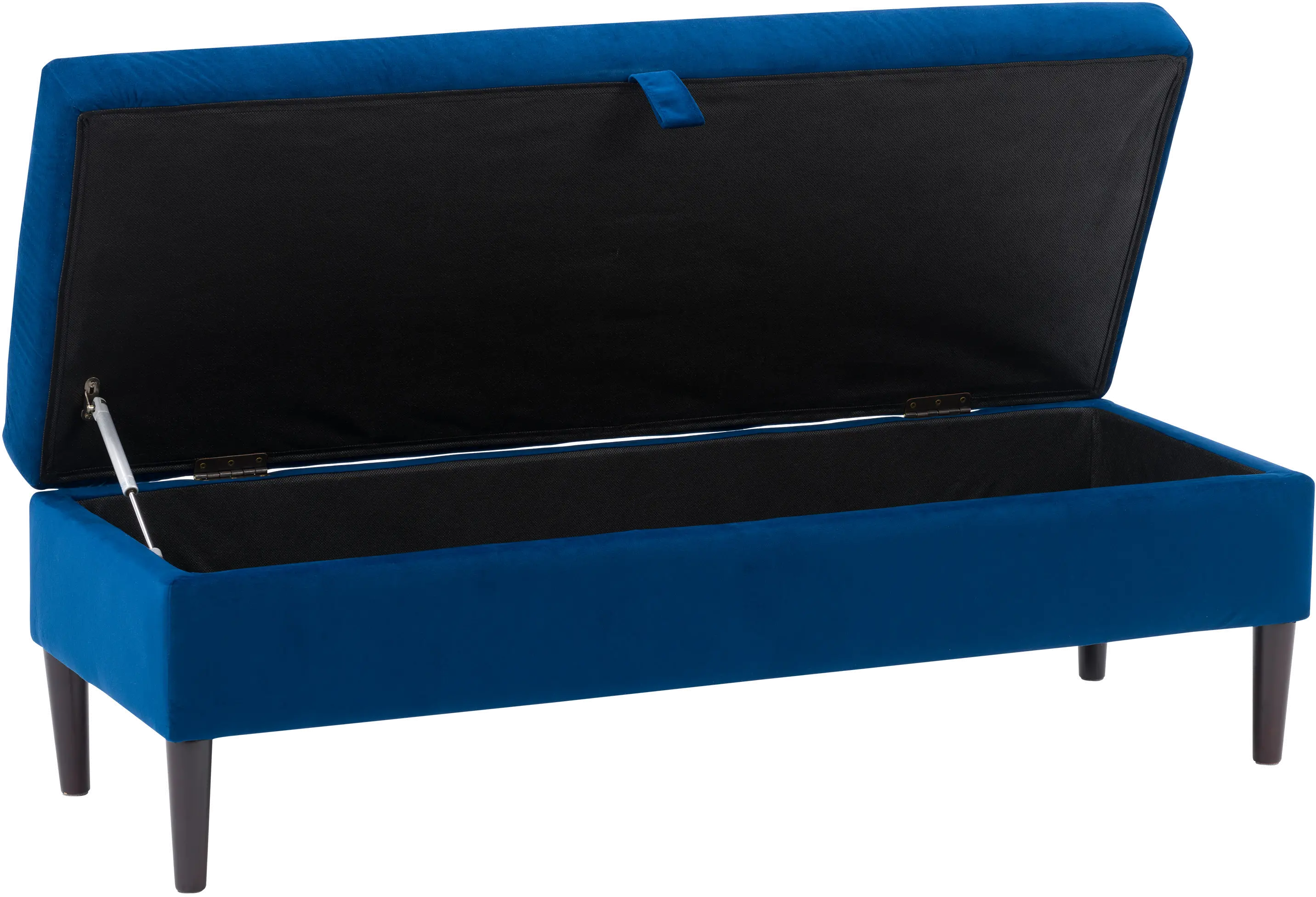 Perry Blue Velvet Storage Ottoman-4
