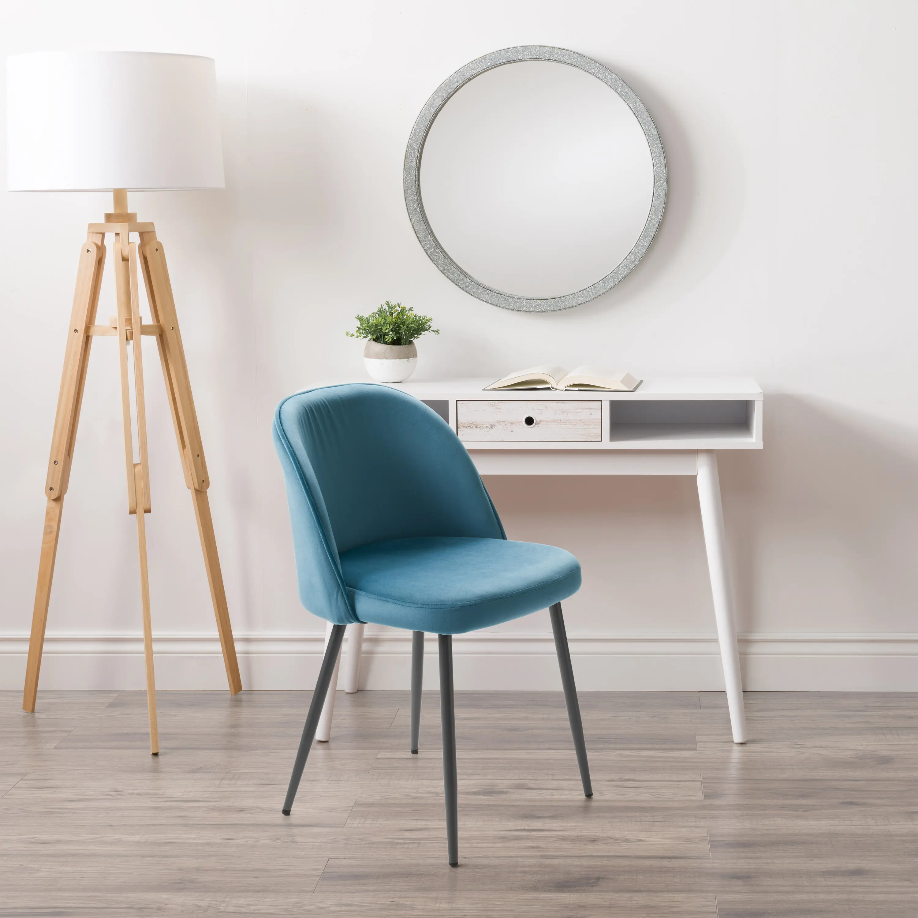 Ayla Blue Velvet Upholstered Accent Chair-2