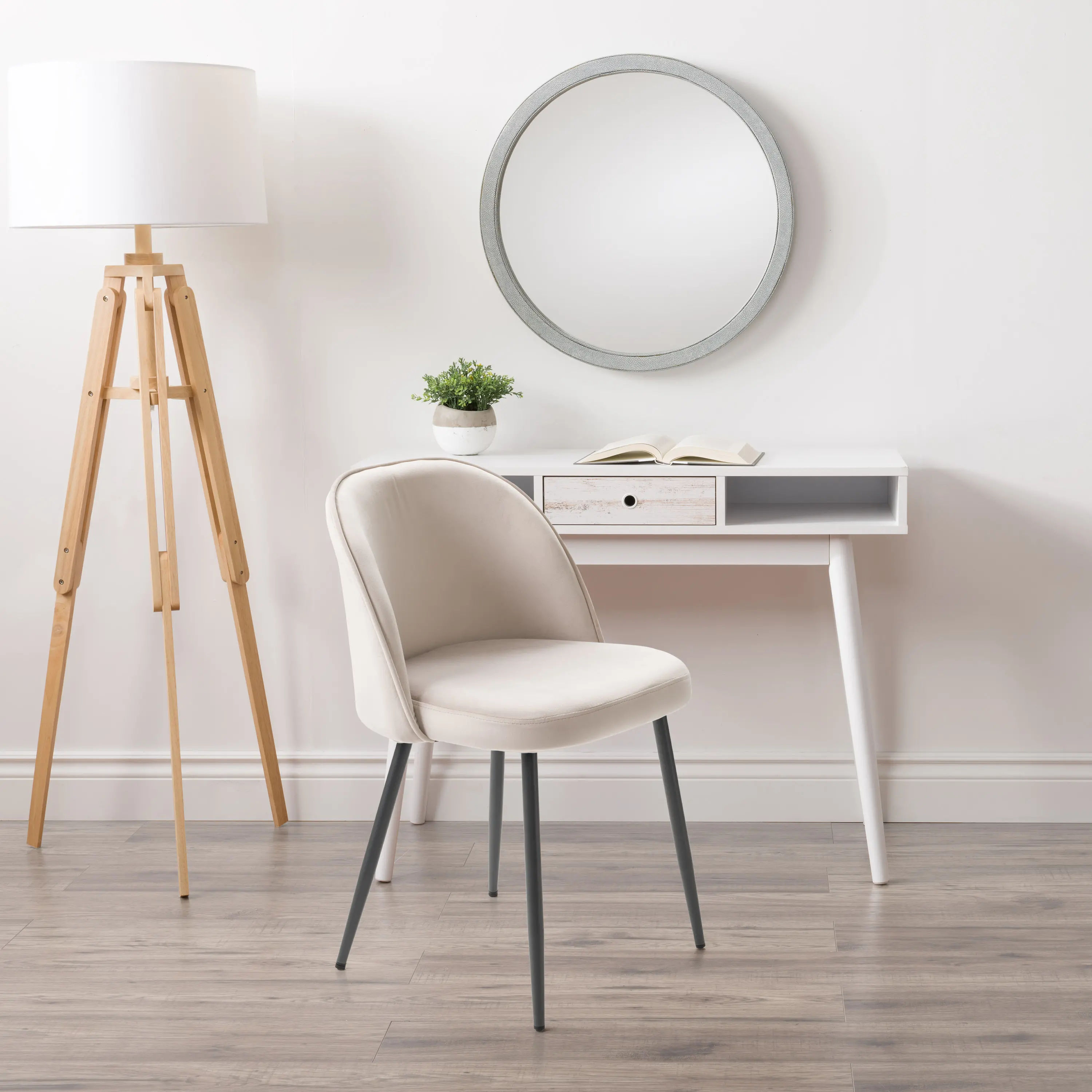 Ayla Beige Velvet Upholstered Accent Chair-2