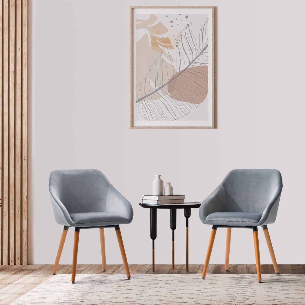 Ayla Gray Velvet Side Chairs Set of 2