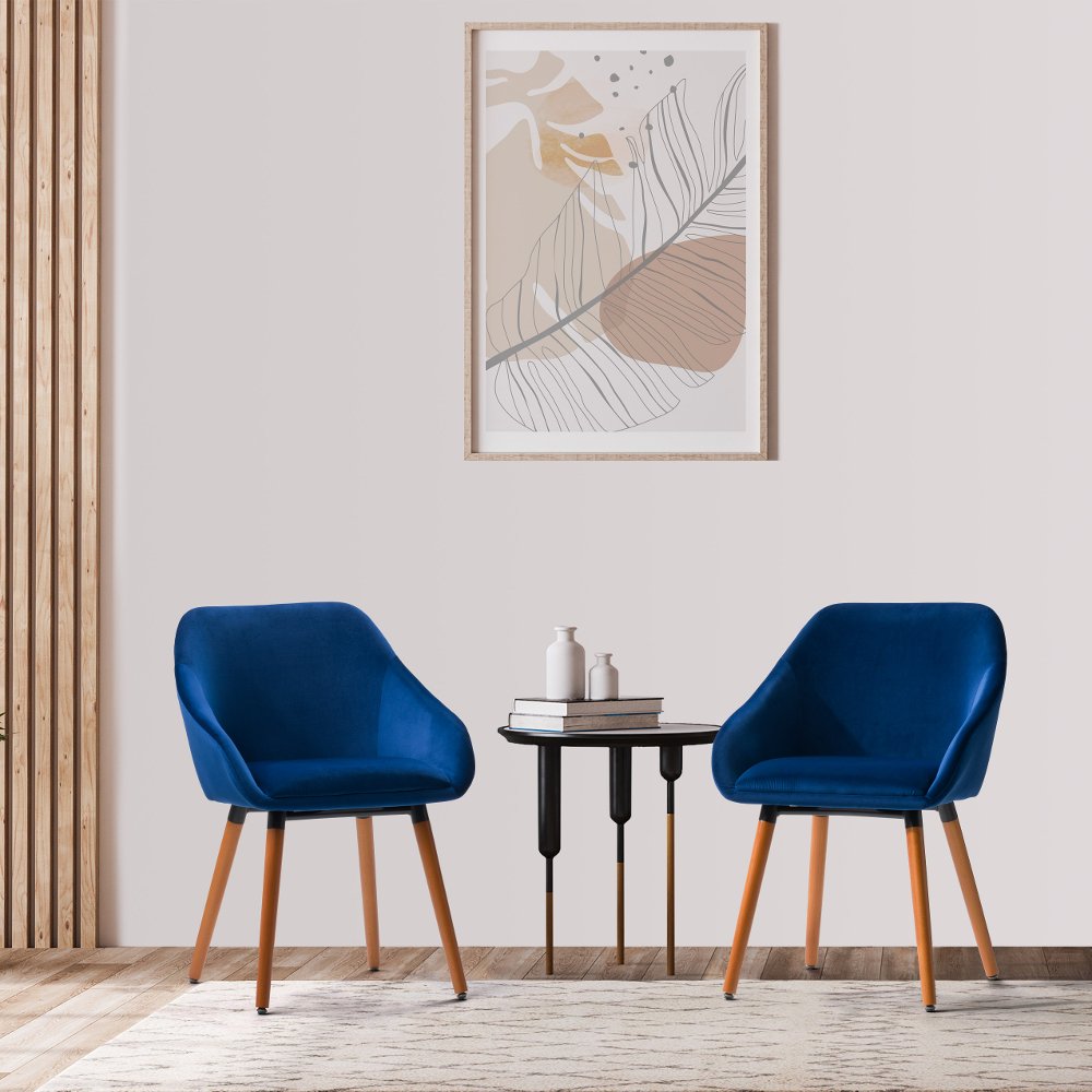 Ayla Navy Velvet Side Chairs Set of 2