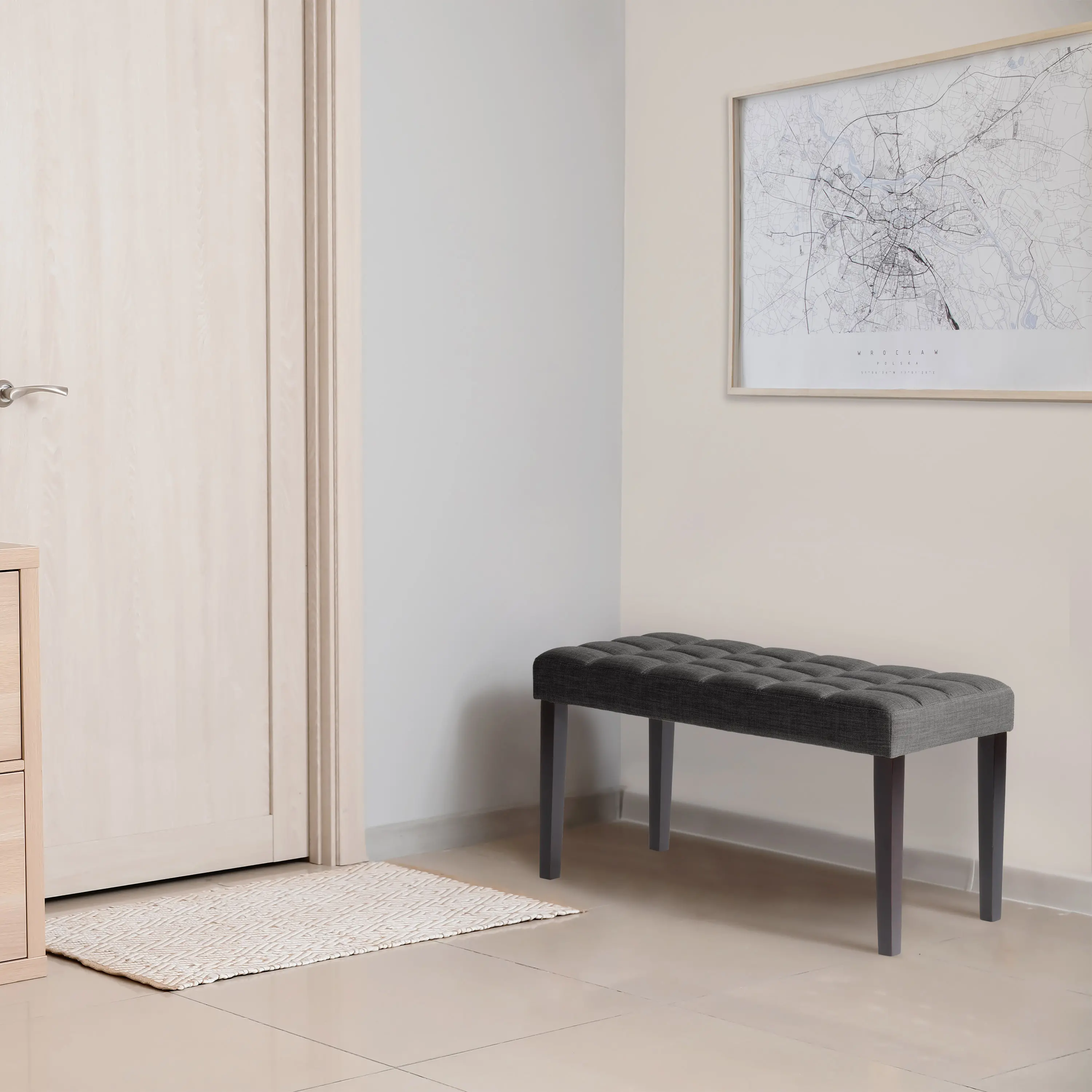 California Dark Gray Tufted Bench-2