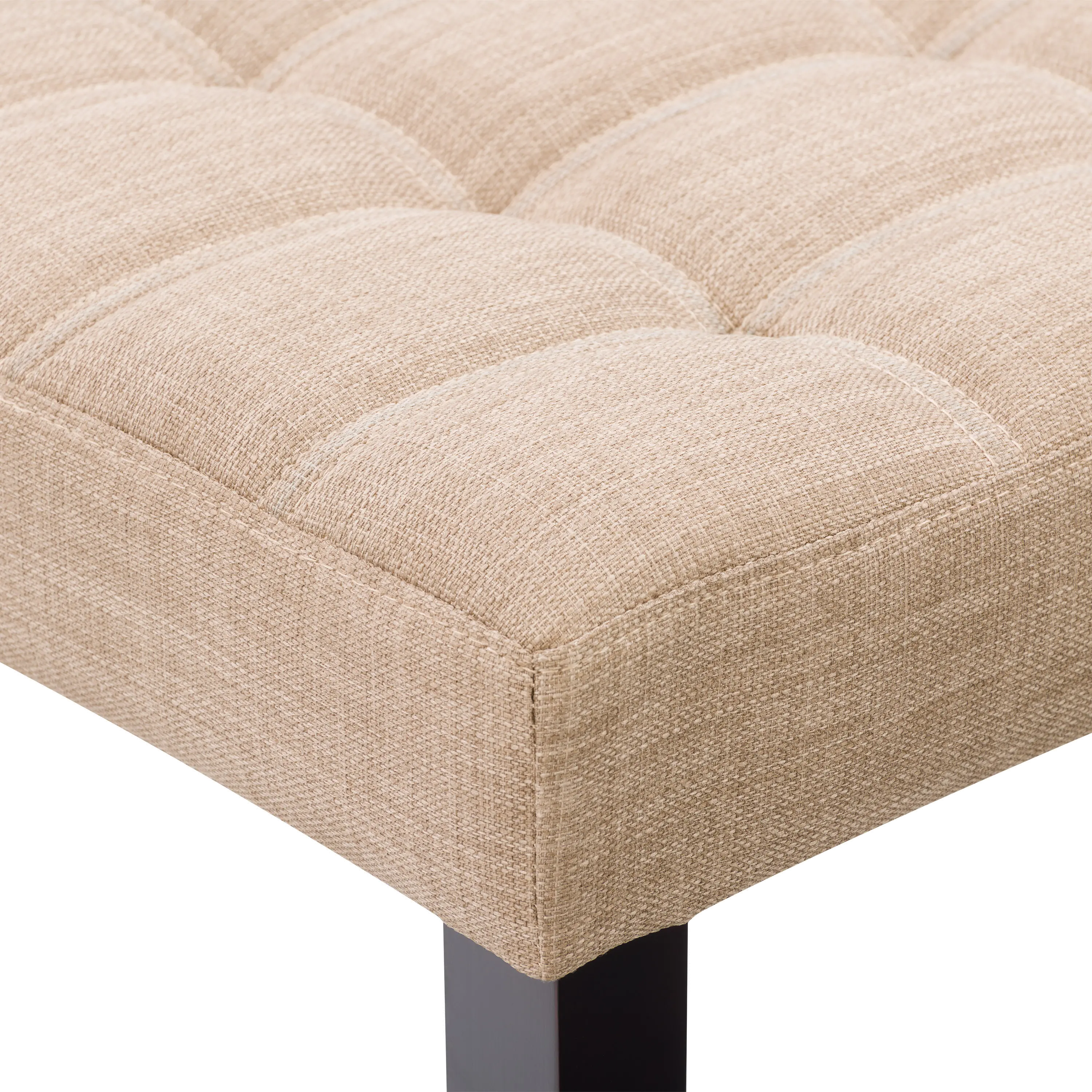 California Beige Tufted Bench-5