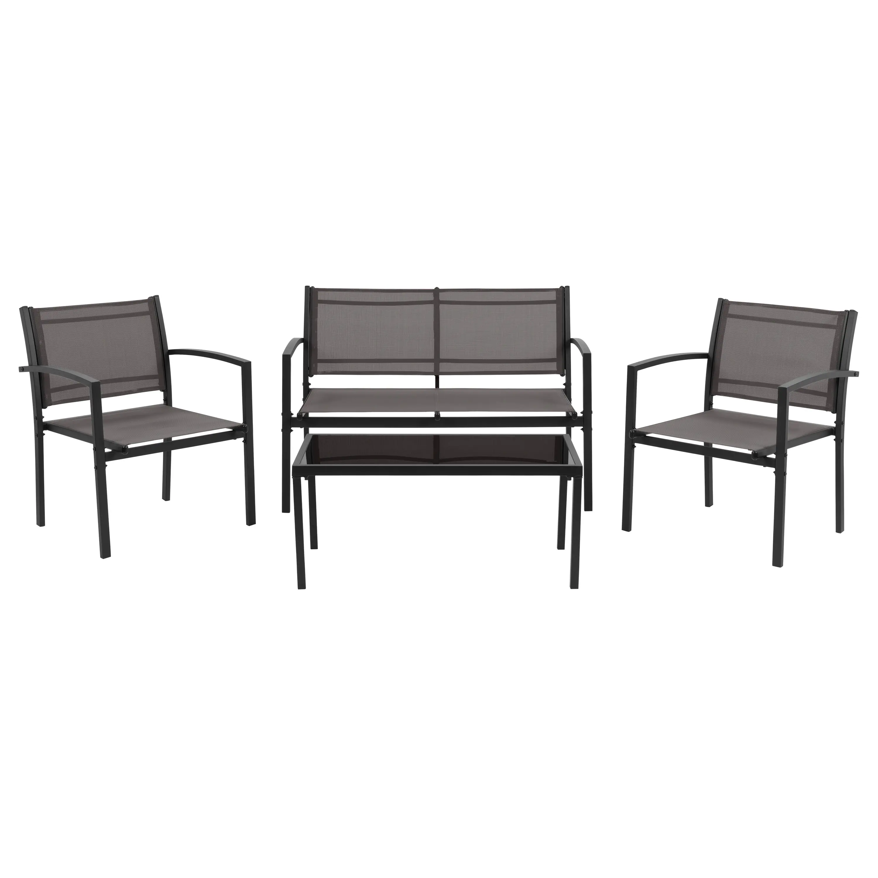 Everett 4 Piece Gray Mesh Patio Conversation Set-1