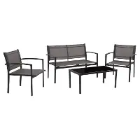 Everett 4 Piece Gray Mesh Patio Conversation Set