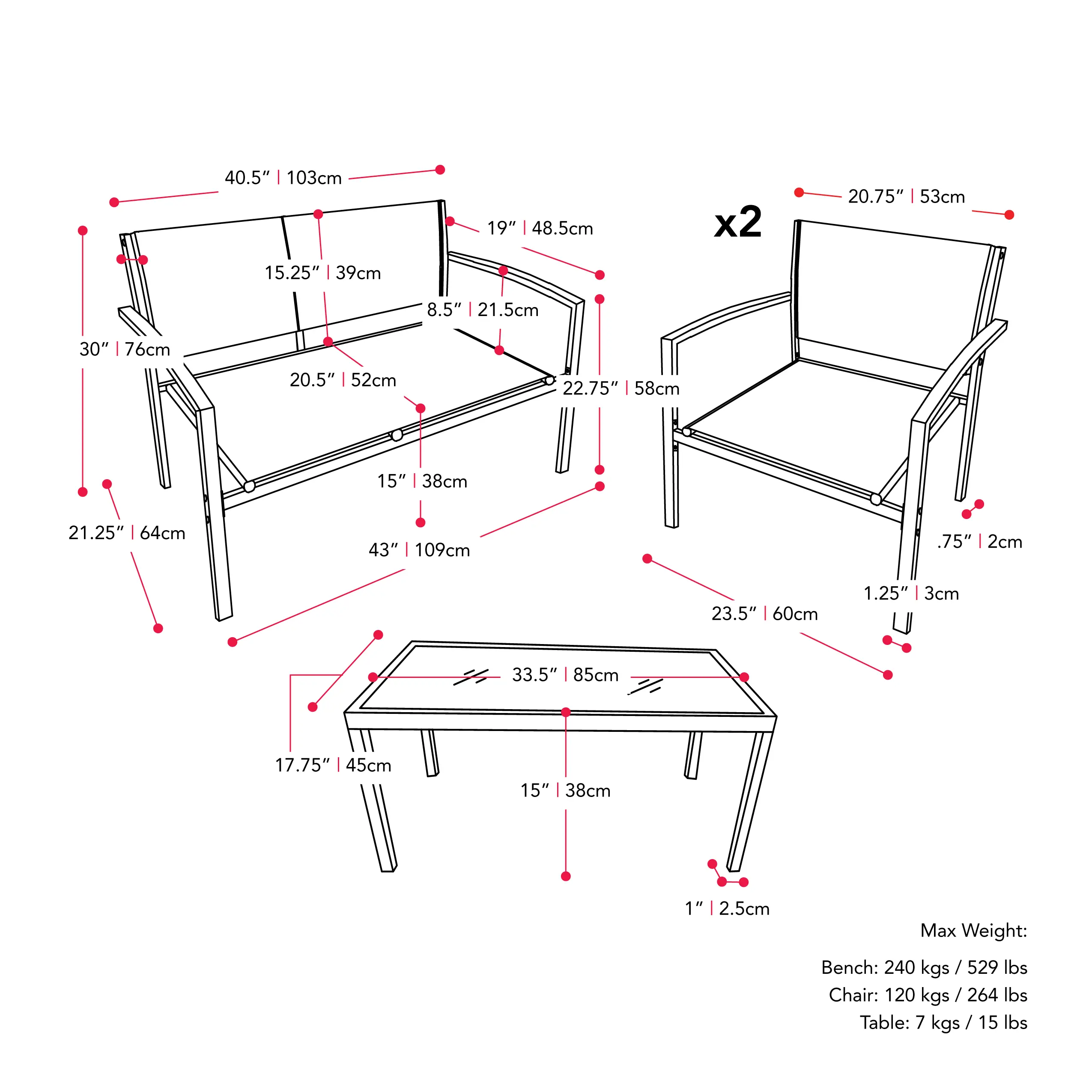 Everett 4 Piece Gray Mesh Patio Conversation Set-3