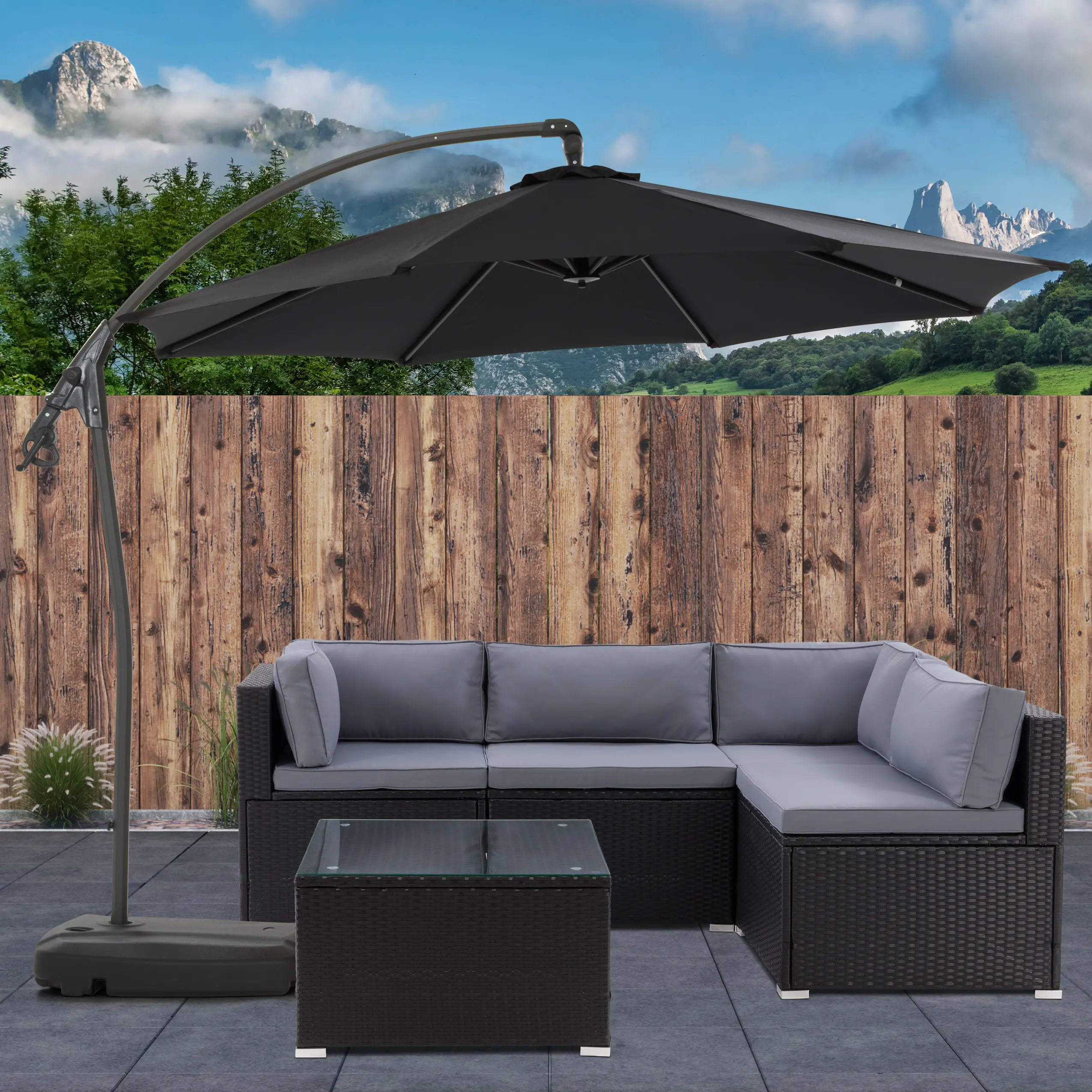 Black Cantilever Patio Umbrella-2