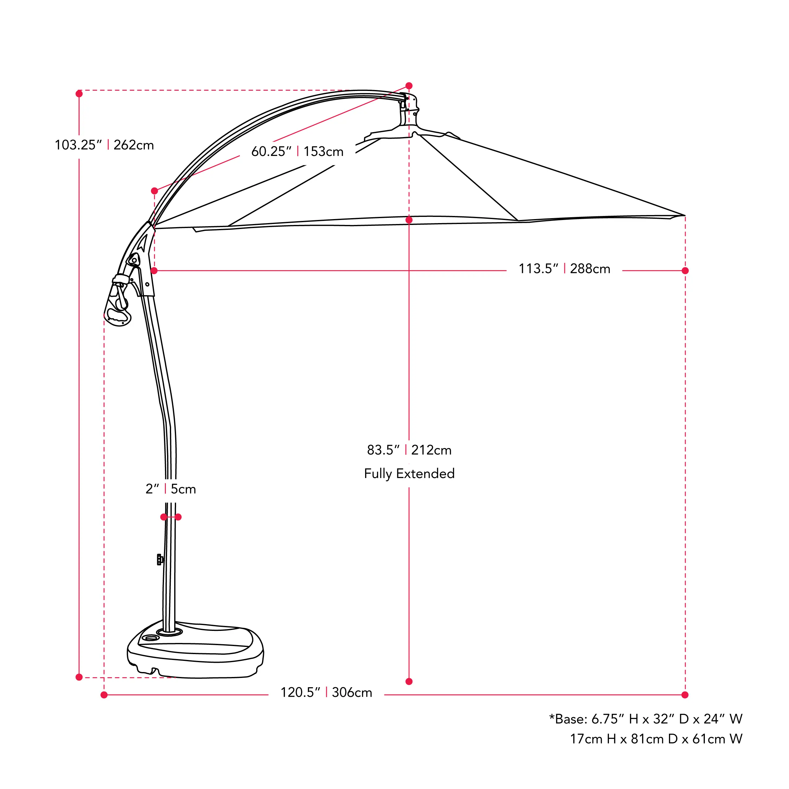9.5 ft Cantilever Patio Umbrella in Light Blue-7