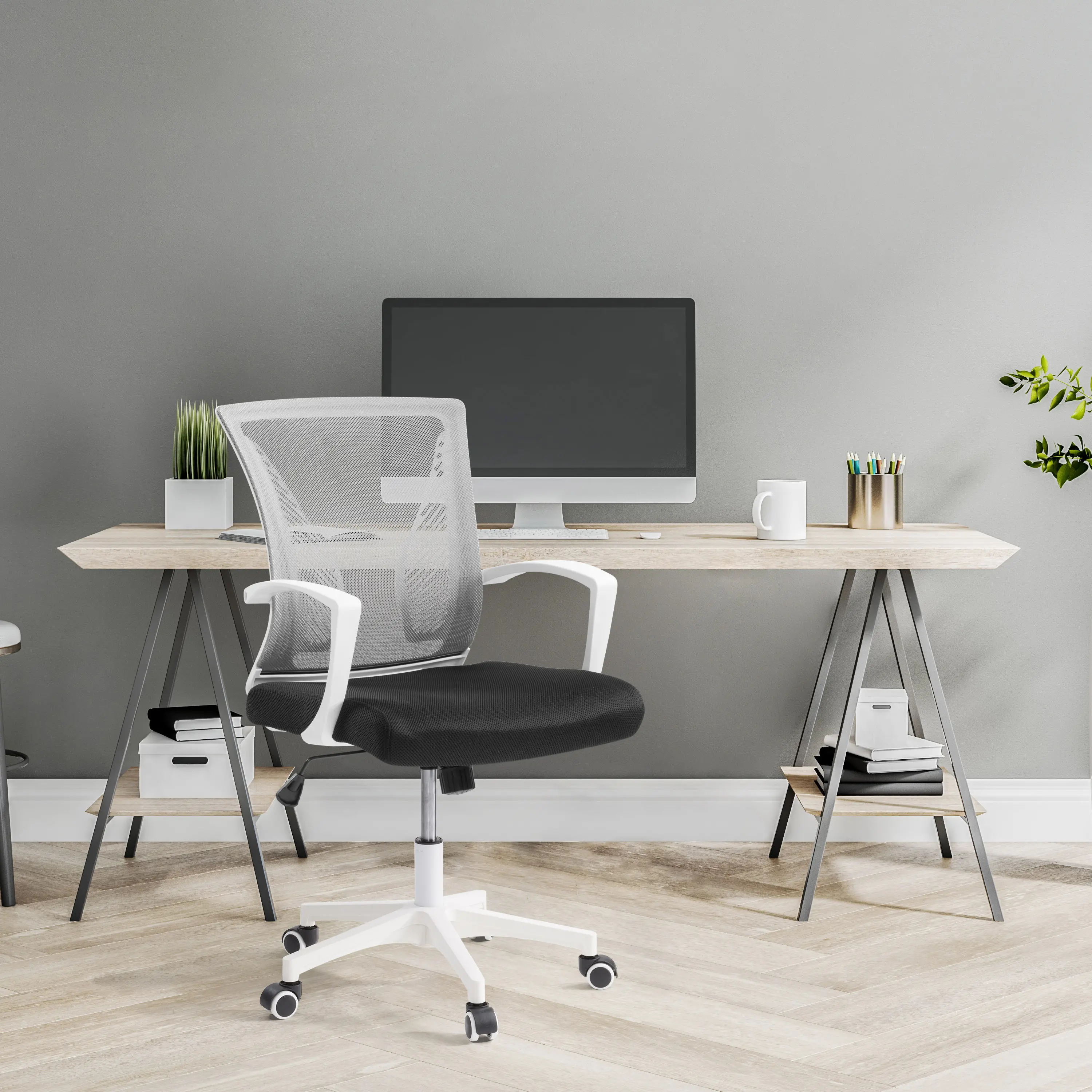 Workspace Ergonomic Gray Mesh Office Chair-2
