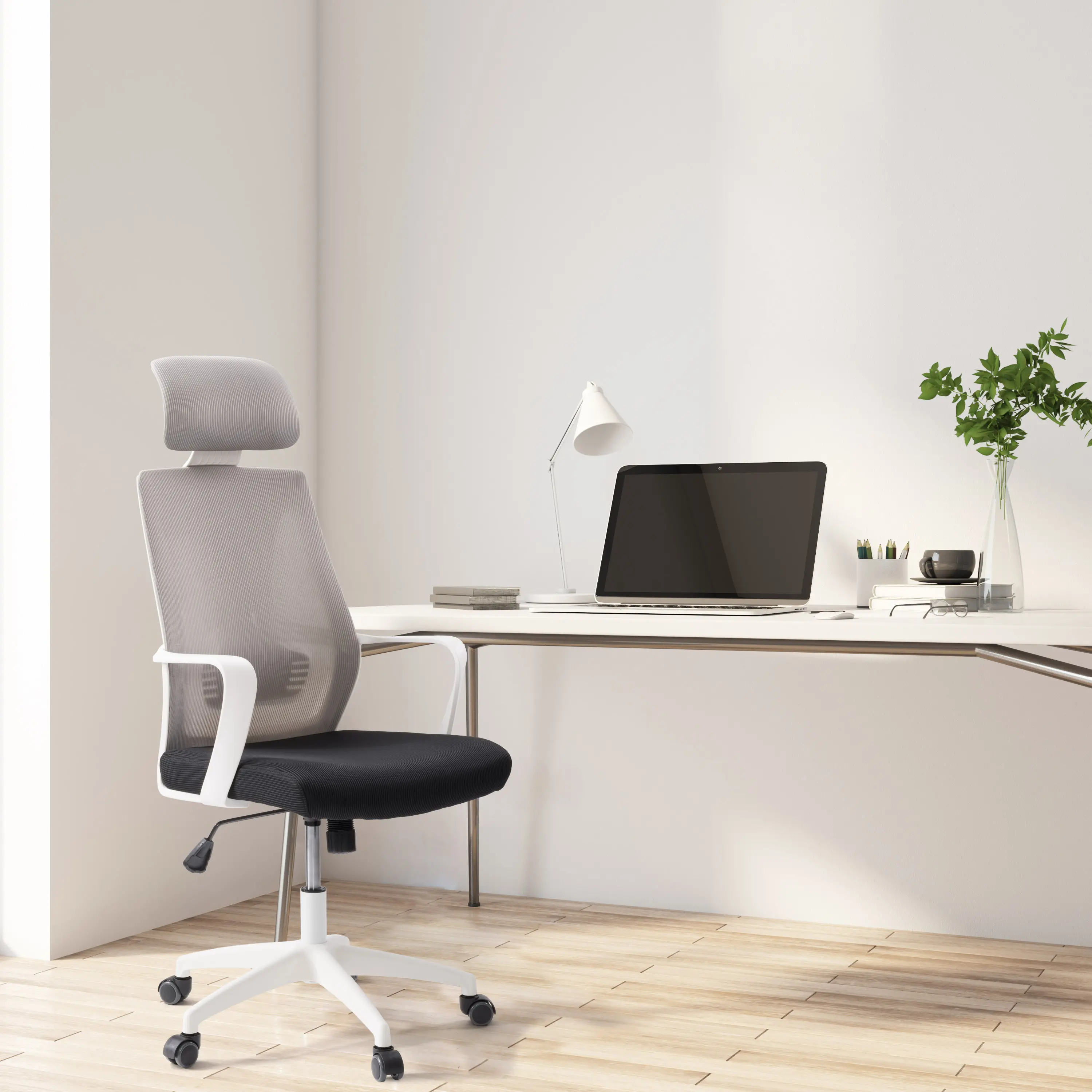 Workspace Gray and Black Mesh Office Chair-2