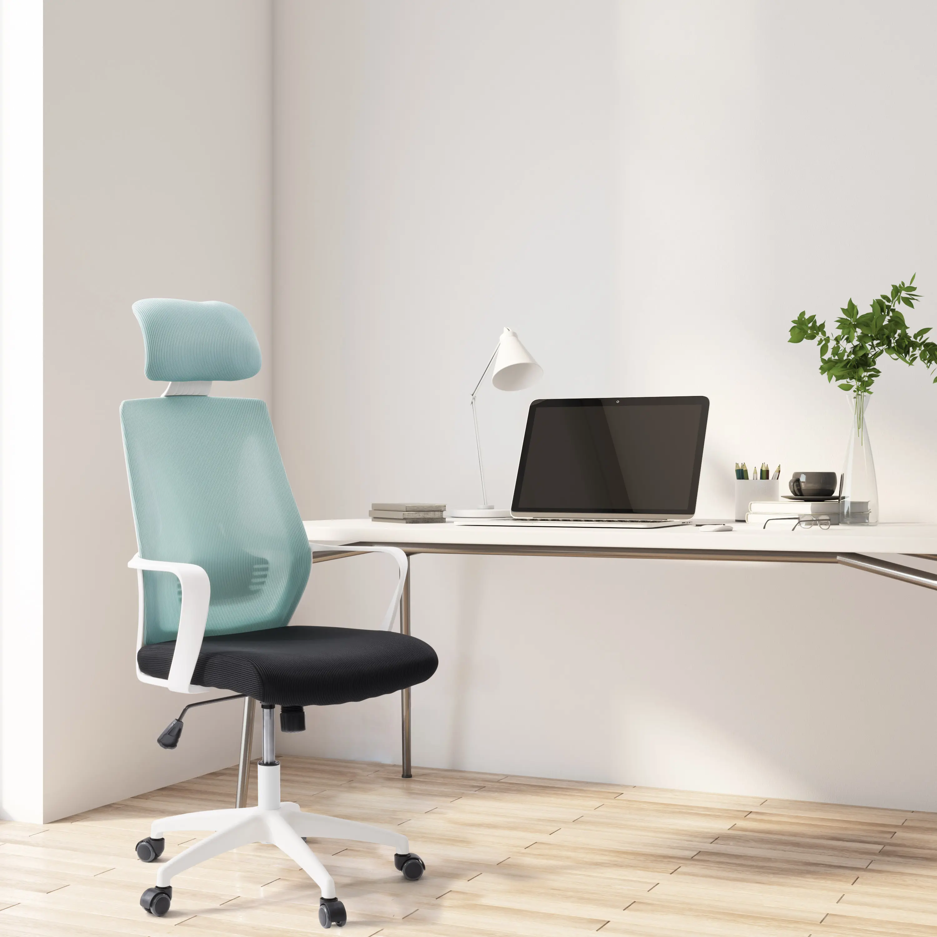 Workspace Teal and Black Mesh Office Chair-2