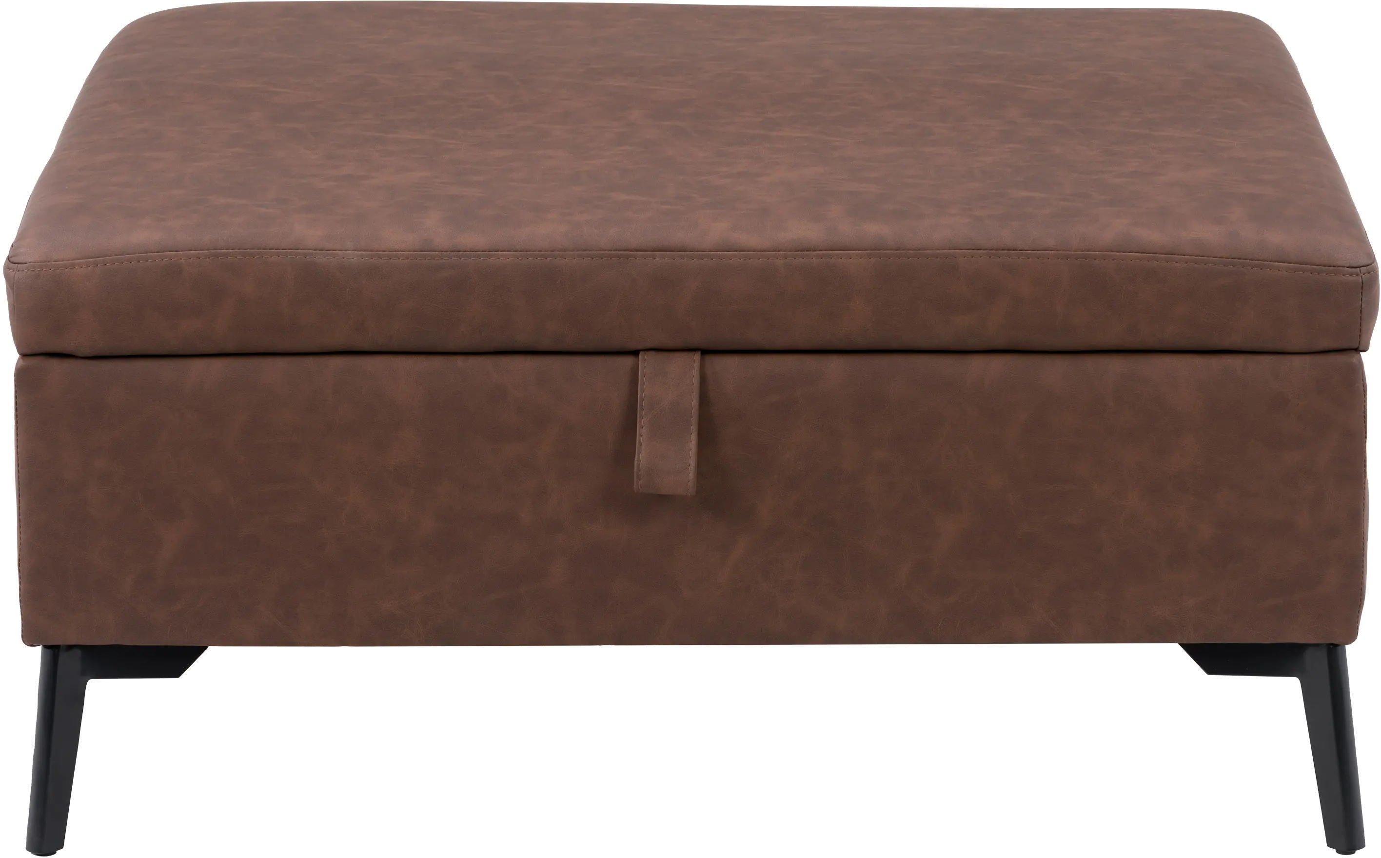 Linden Dark Brown Square Storage Ottoman-1