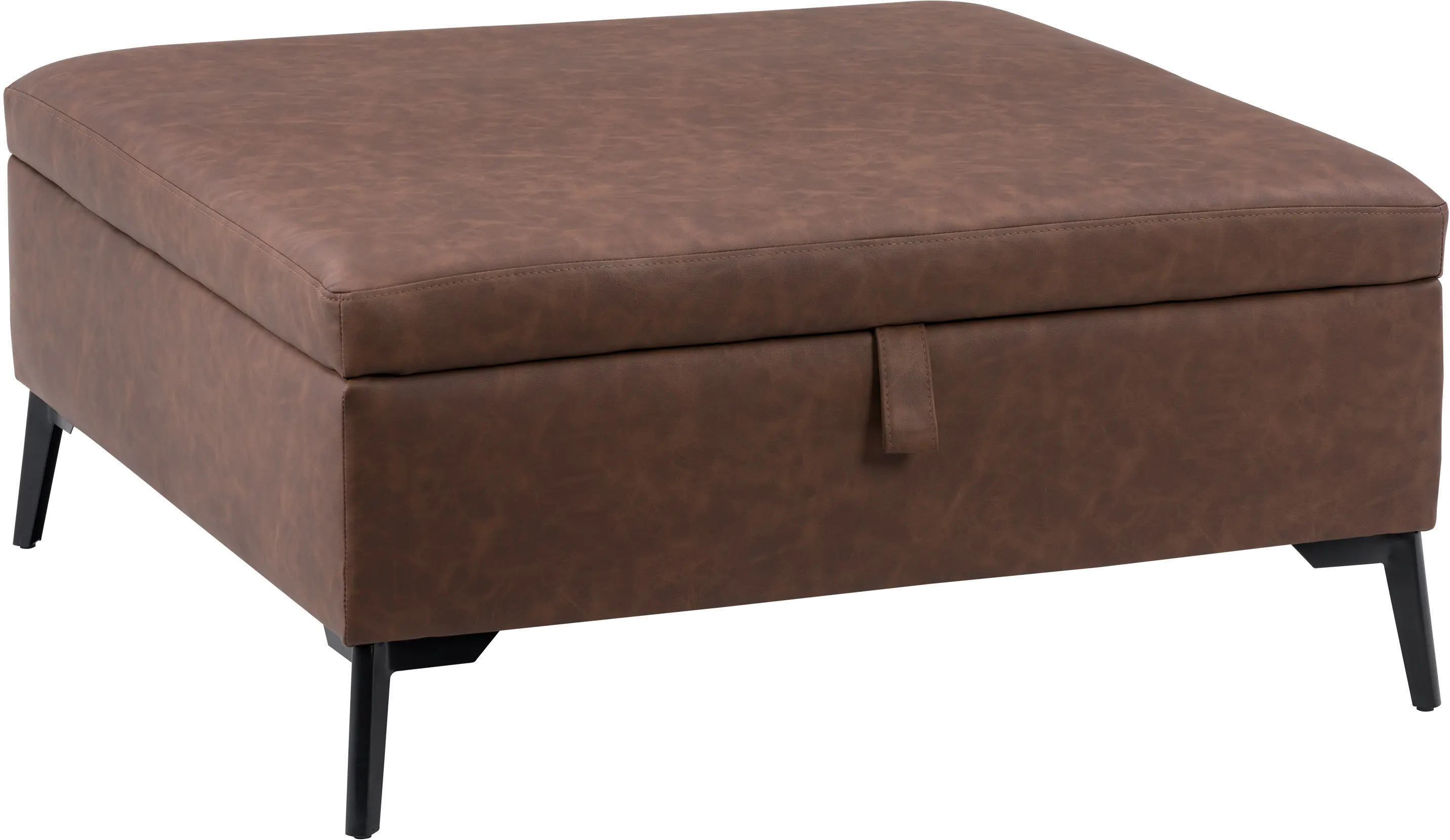 Linden Dark Brown Square Storage Ottoman-3