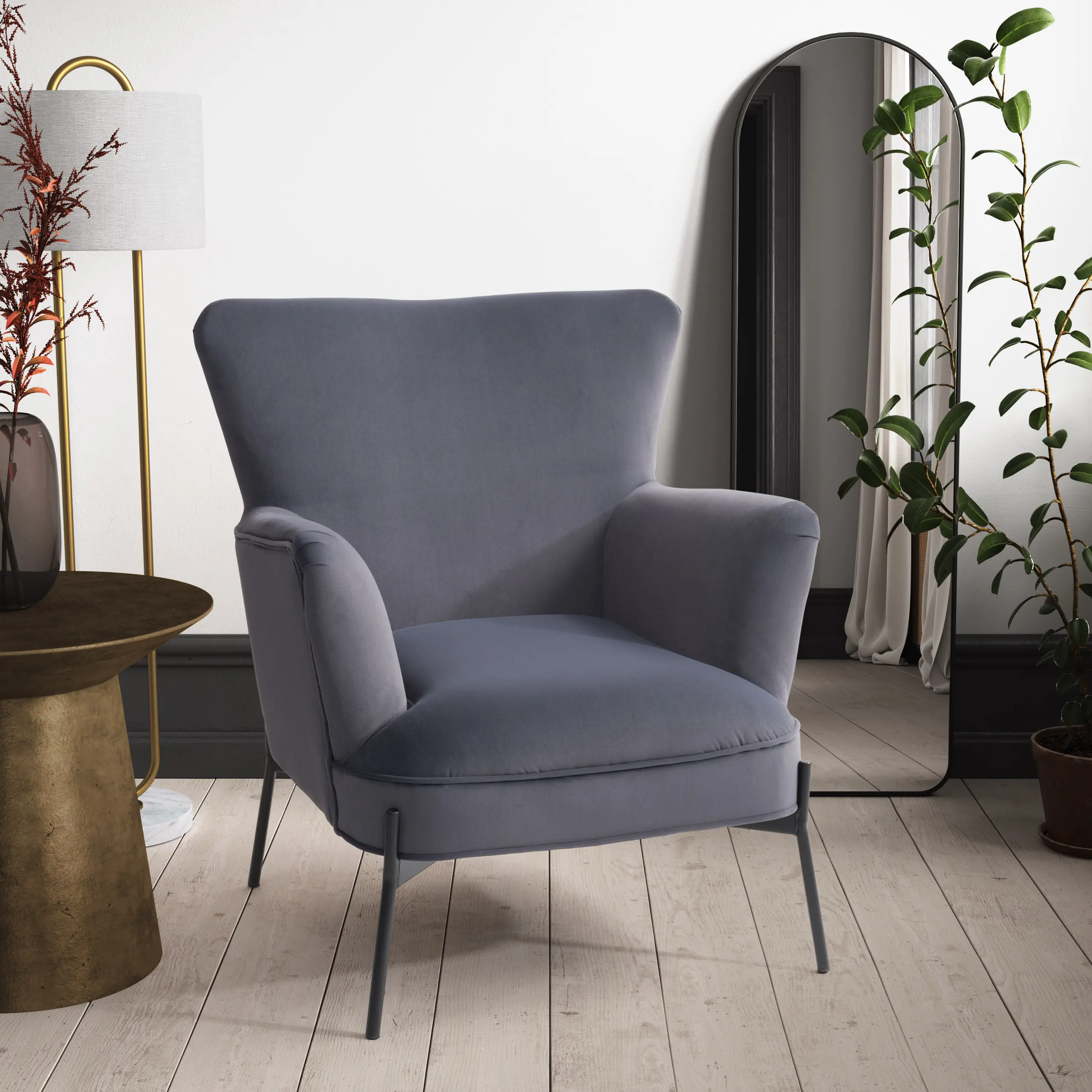 Elwood Gray Wingback Accent Chair-2