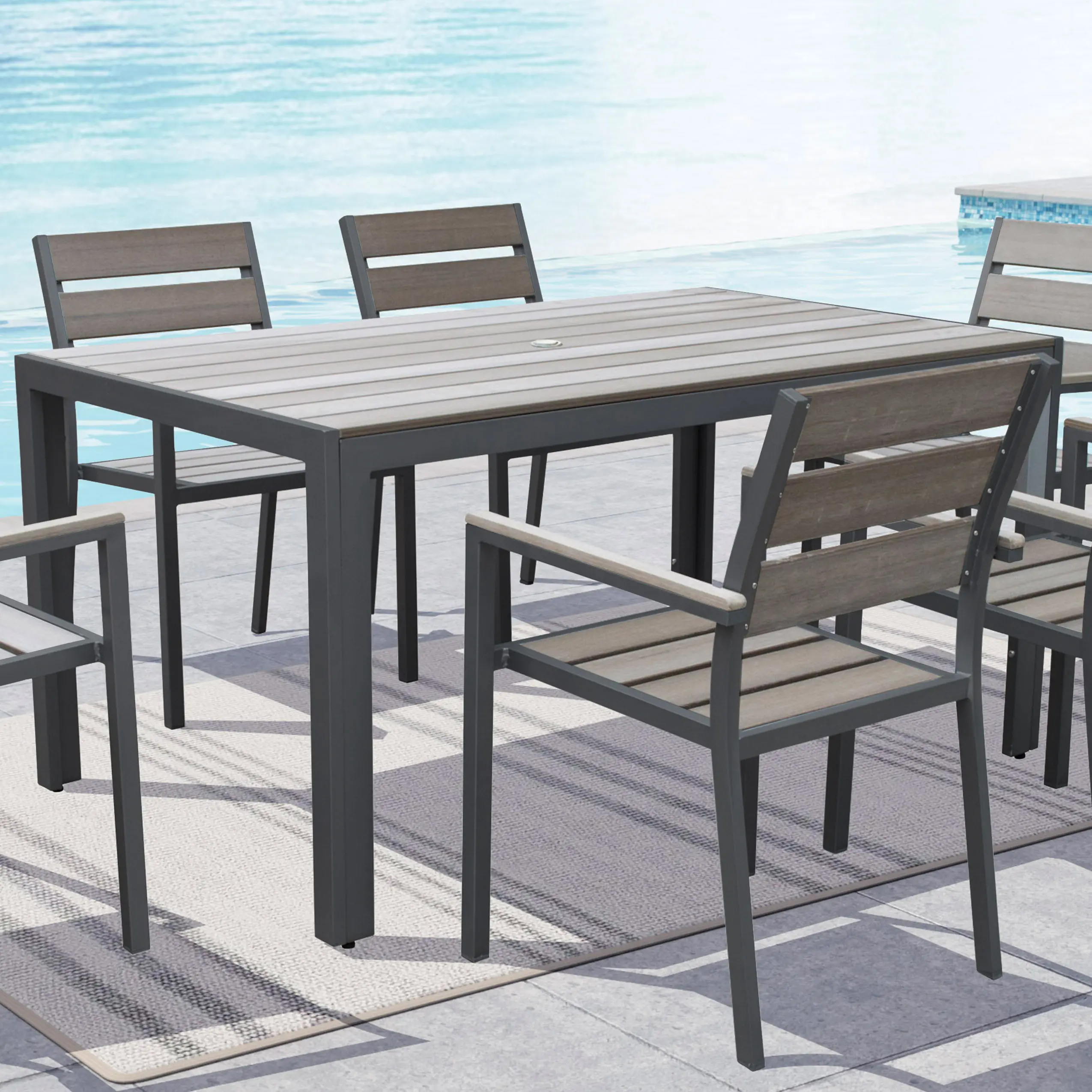 Gallant Sun Bleached Black Rectangle Patio Table-2