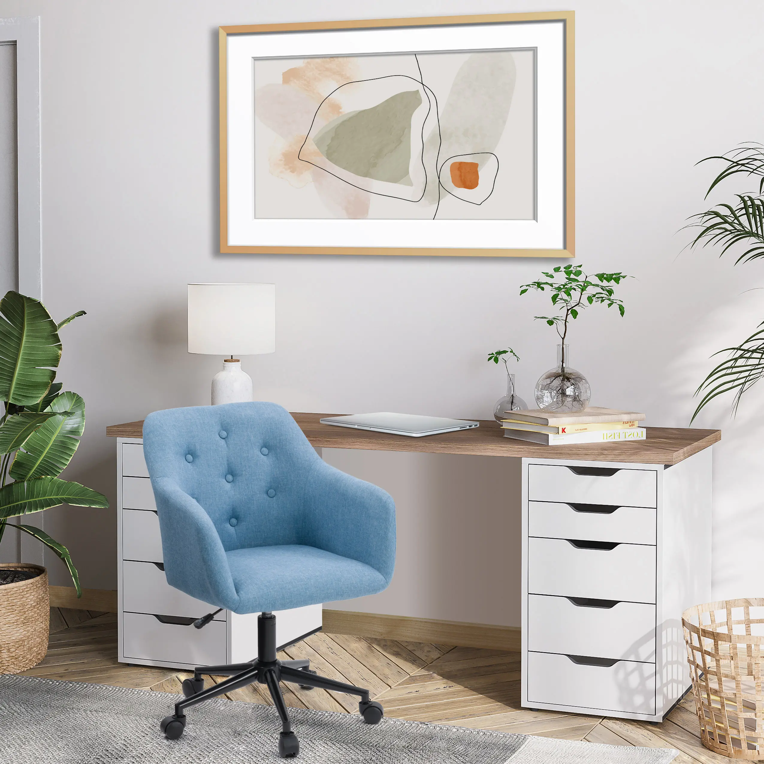 Marlowe Light Blue Button Tufted Office Chair-2
