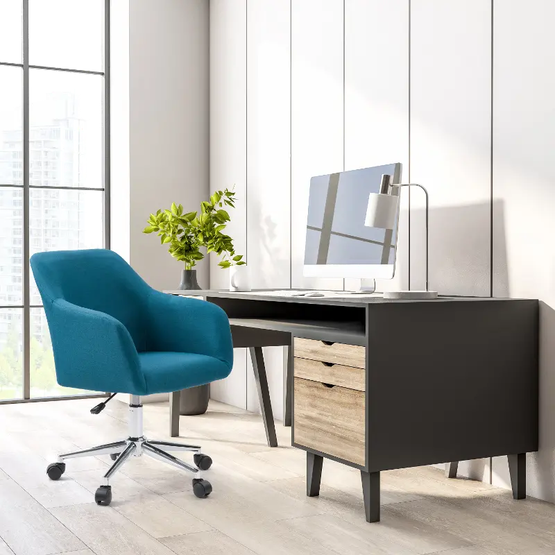 Marlowe Dark Blue and Chrome Office Chair