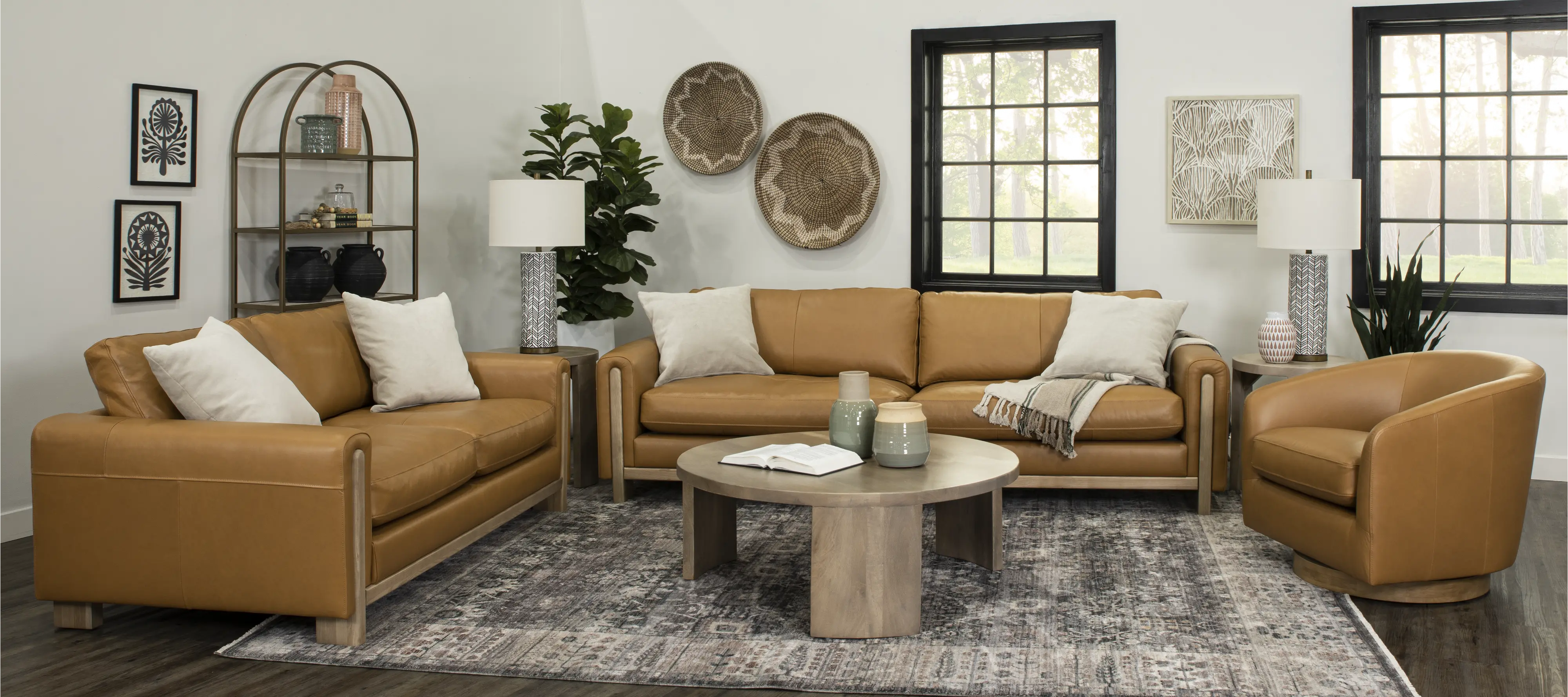 Kinsley Tan Leather Loveseat-2