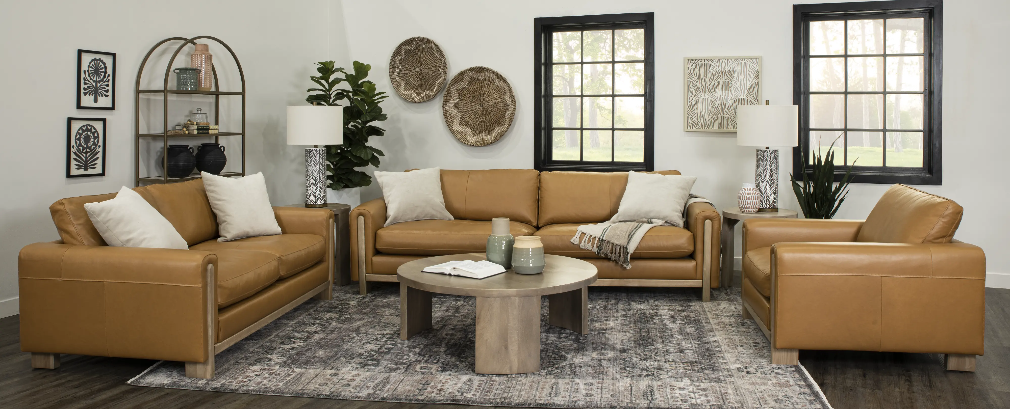 Kinsley Tan Leather Loveseat-9