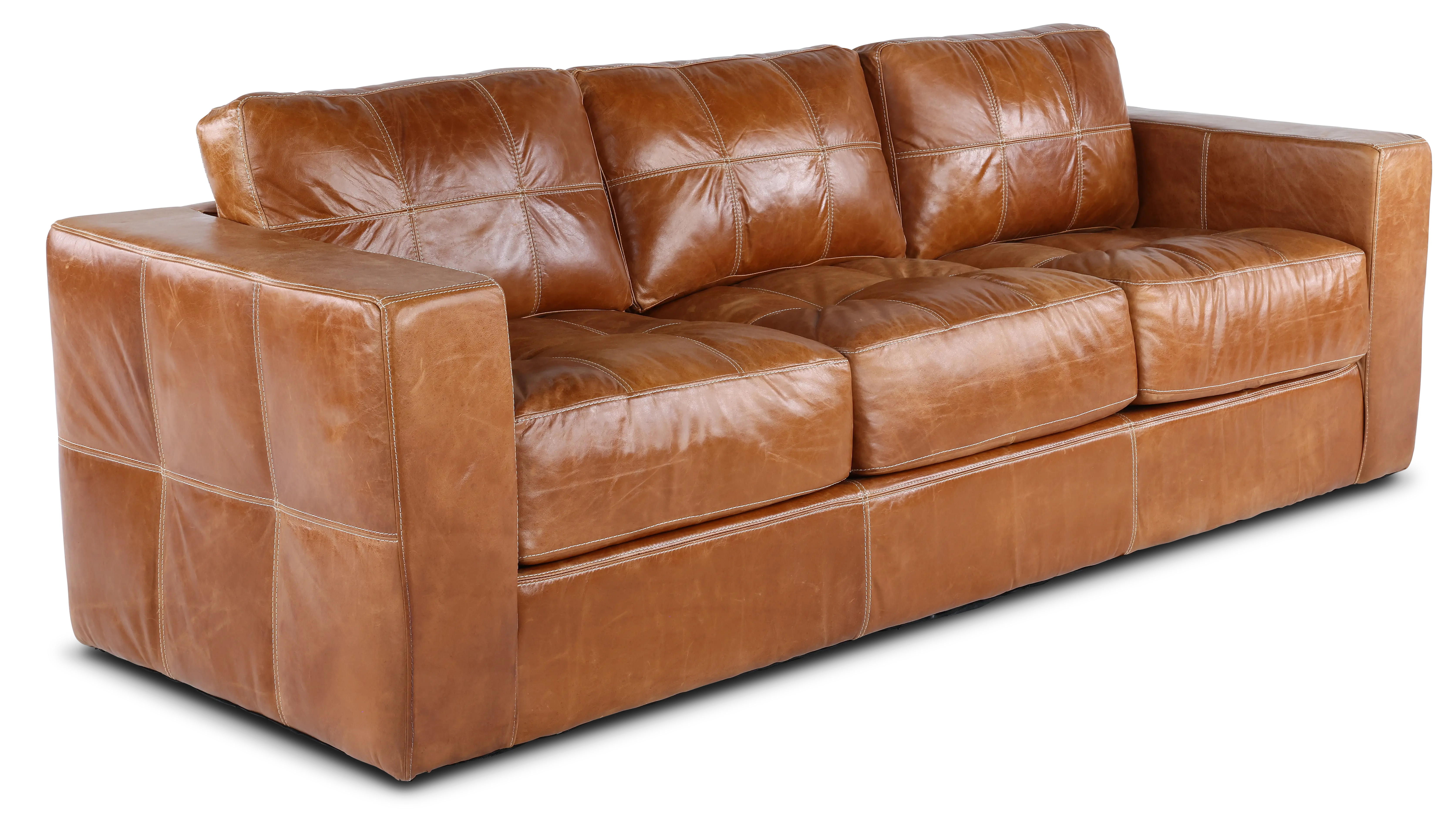 Sunset Light Brown Leather Sofa-4
