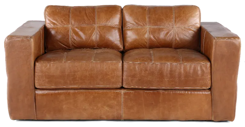 Sunset Light Brown Leather Loveseat