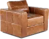 Sunset Light Brown Leather Swivel Chair