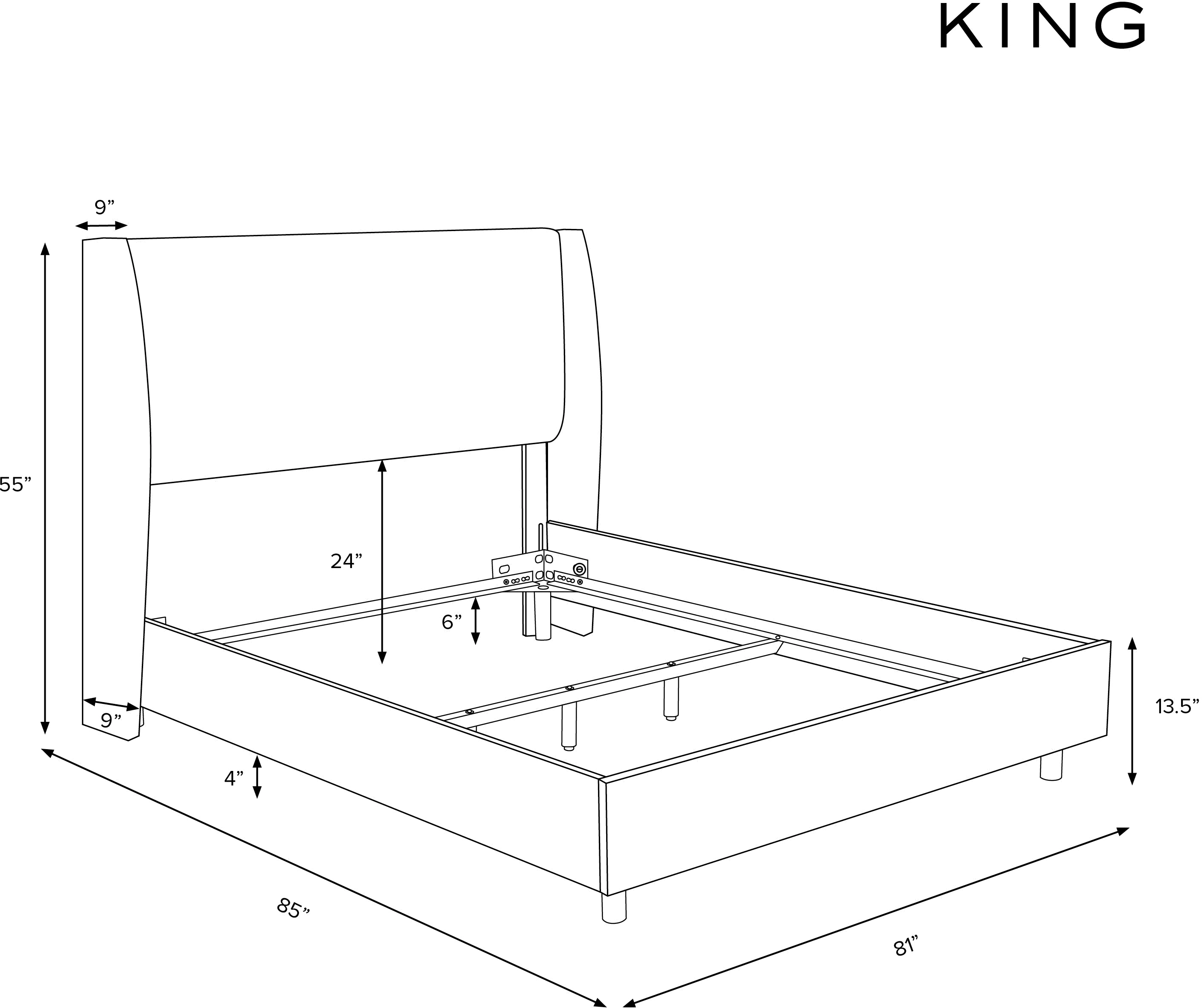 433BEDCPNIVR Sasha Bouclé Ivory Curved Wingback King Bed - Skyline Furniture-4