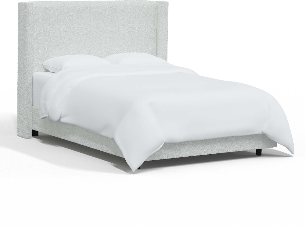 Penelope Bouclé Ivory Straight Wingback Twin Bed - Skyline Furniture