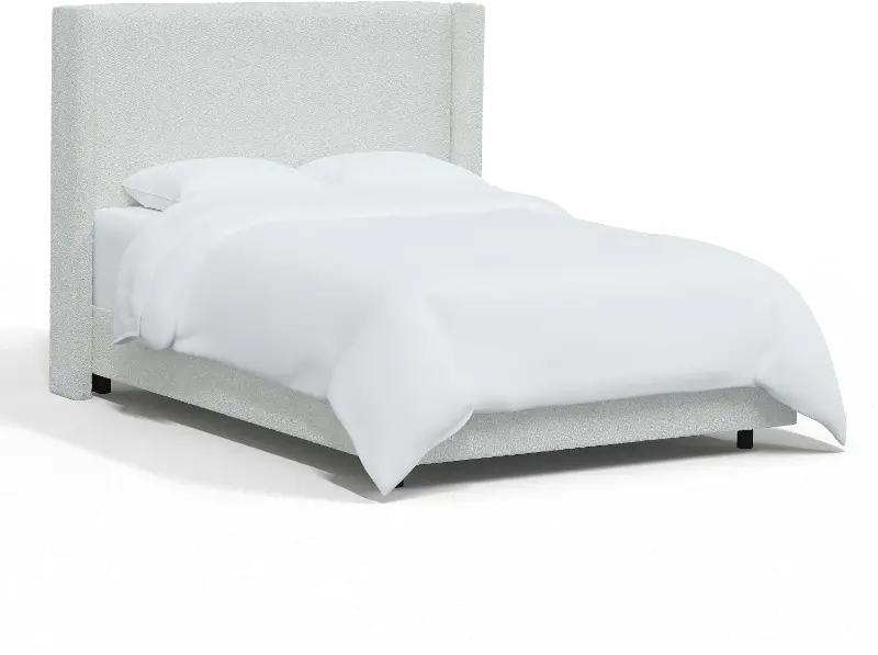 Penelope Bouclé Ivory Straight Wingback Queen Bed - Skyline Furniture