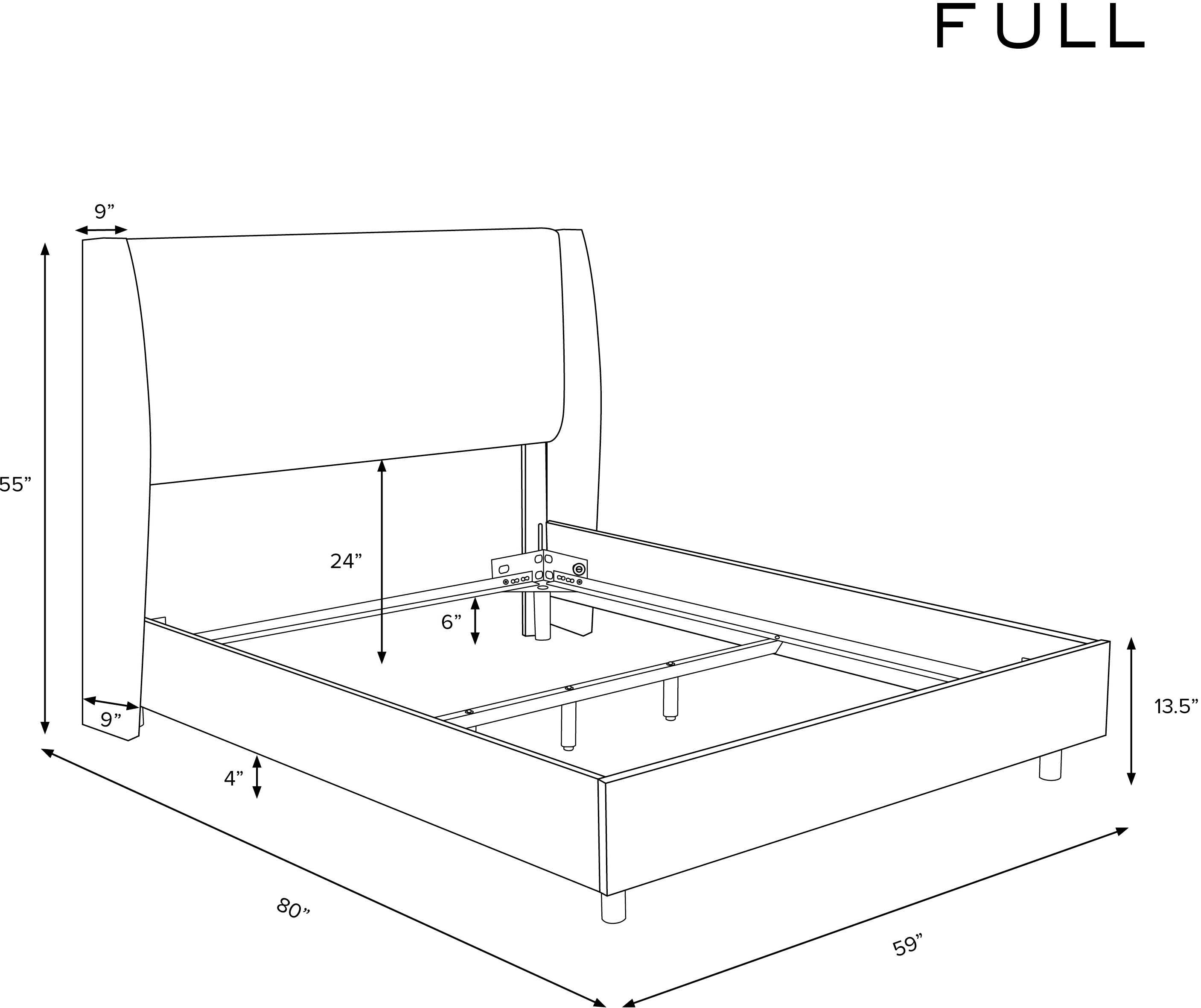 431BEDCPNOCH Sasha Bouclé Ochre Curved Wingback Full Bed - Skyline Furniture-4