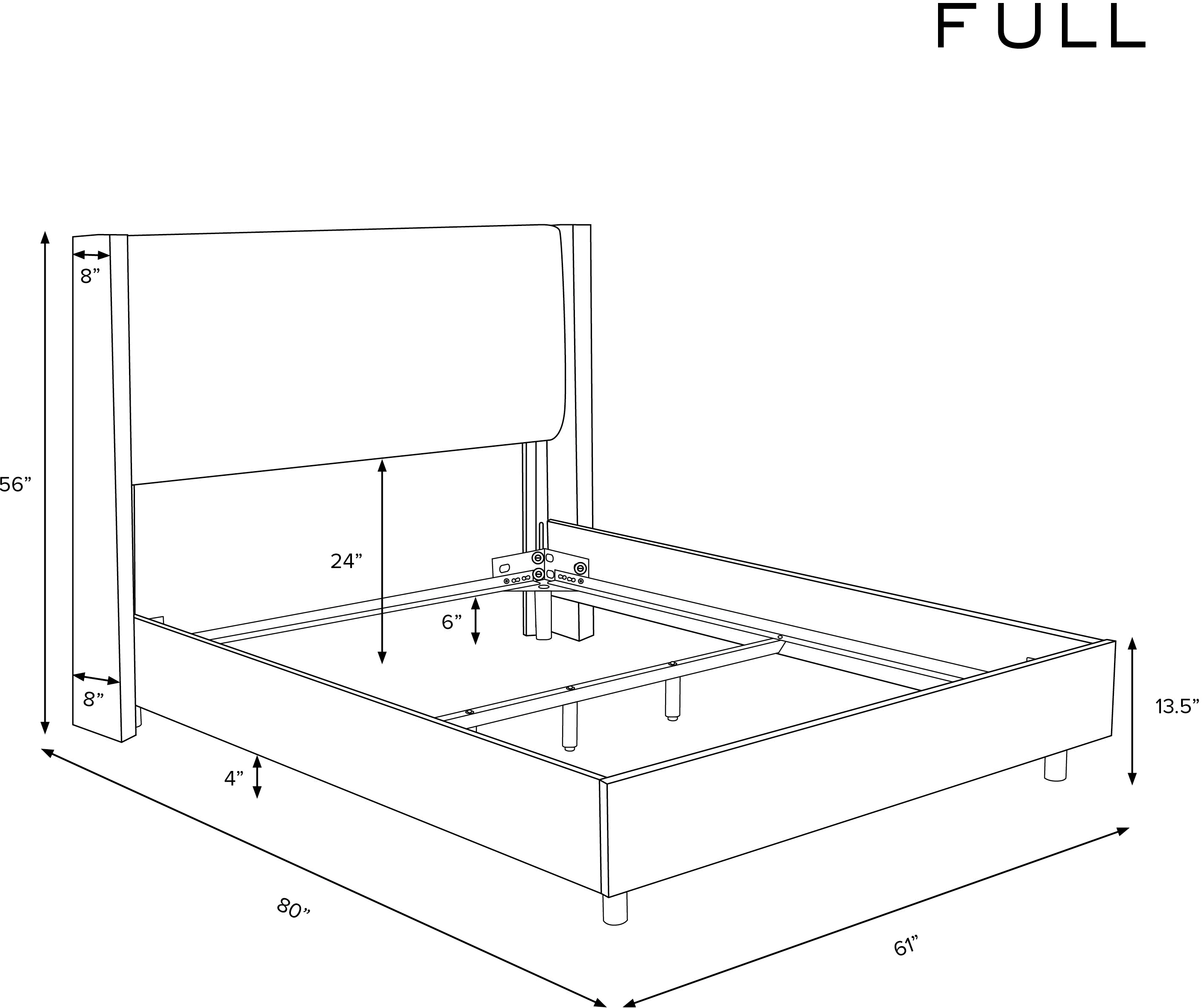 501BEDCPNOCH Penelope Bouclé Ochre Straight Wingback Full Bed - Skyline Furniture-1