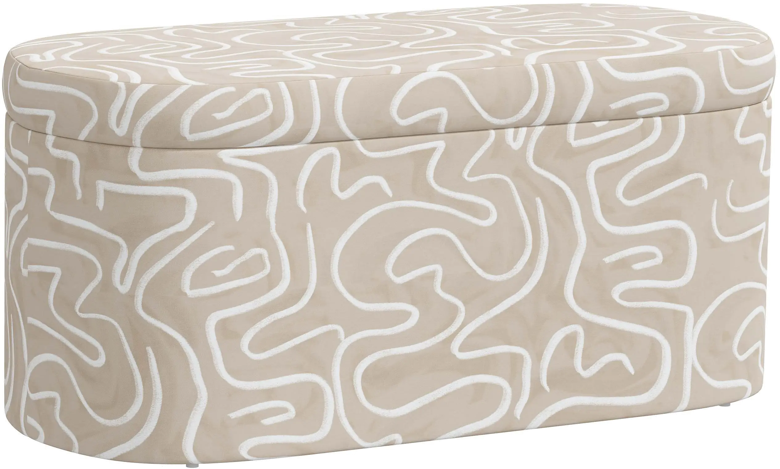 1225STEVLNTLOGA Frida Beige Abstract Print Storage Bench - Skyline Furniture-1