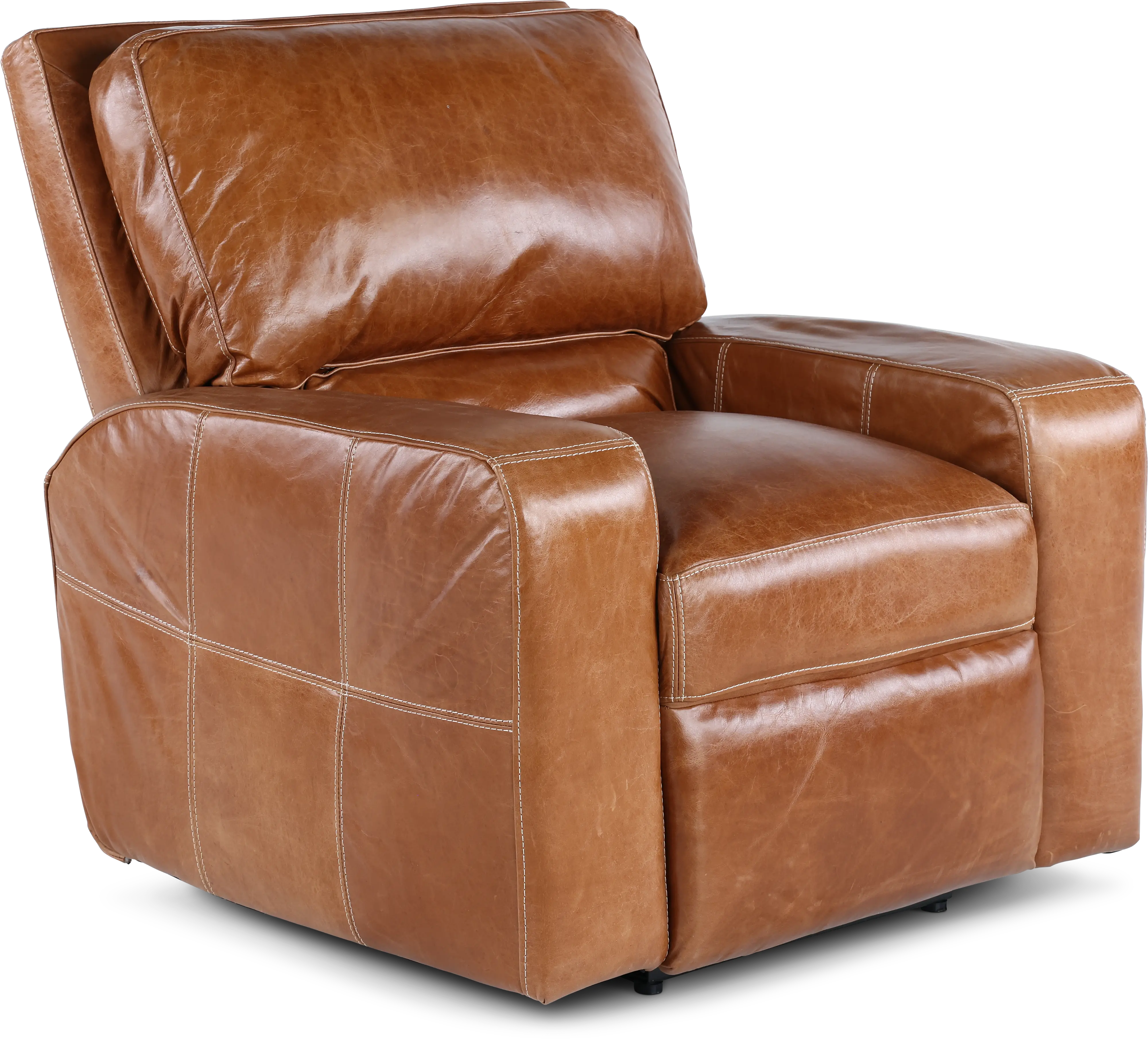 Sunset Light Brown Leather Power Recliner-4