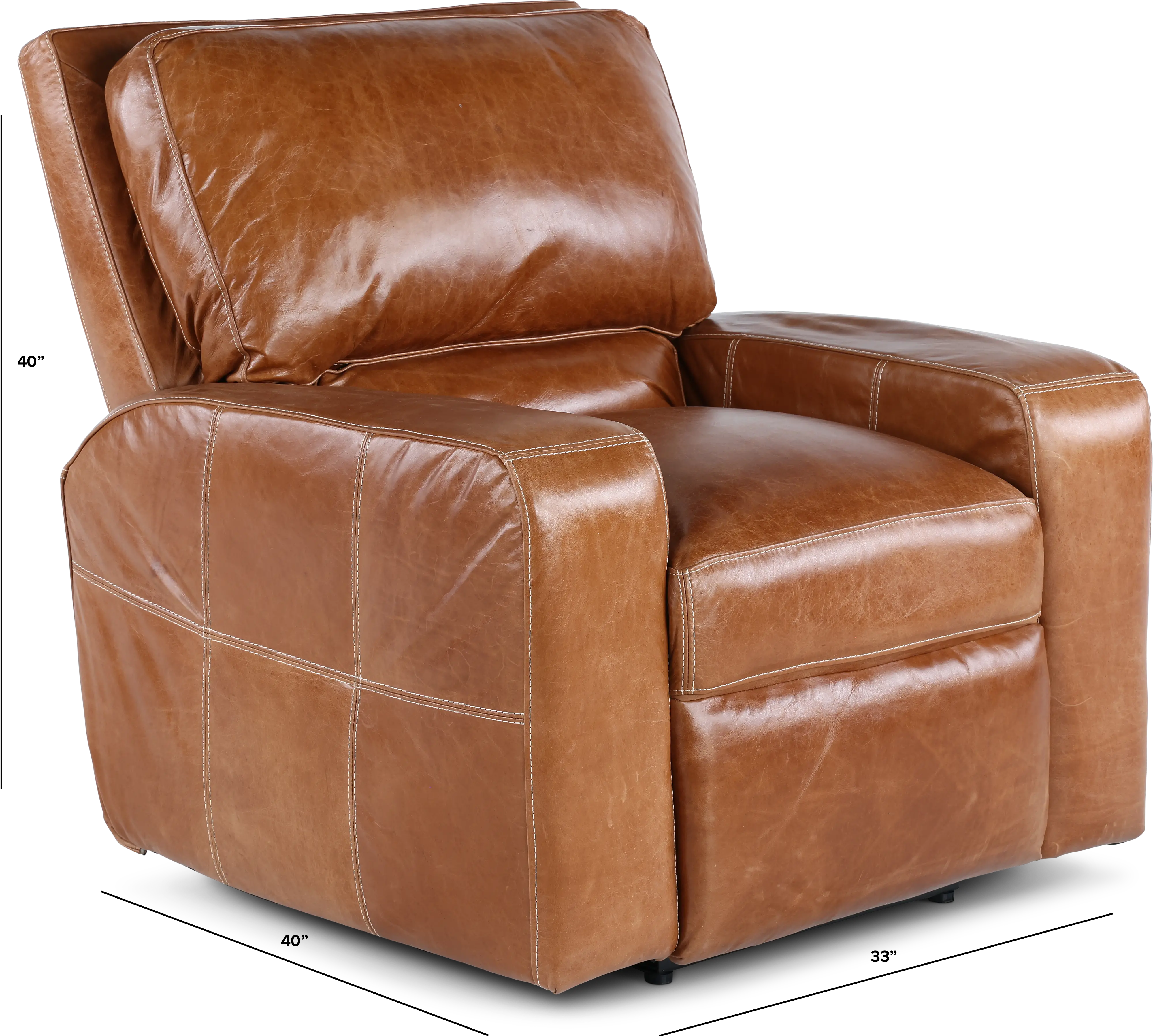 Sunset Light Brown Leather Power Recliner-2